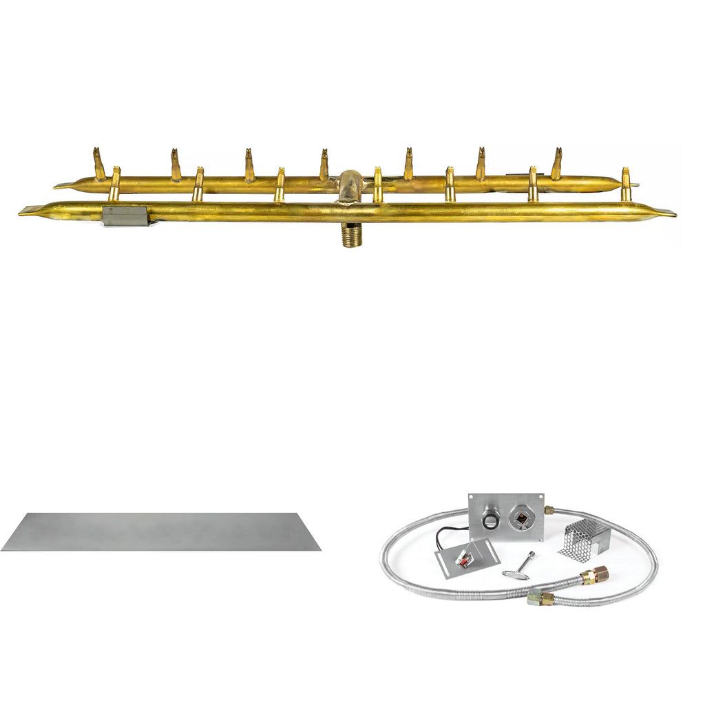 The Outdoor Plus Brass Linear H-Style Bullet Spark Ignition Gas Fire Pit Burner Kit