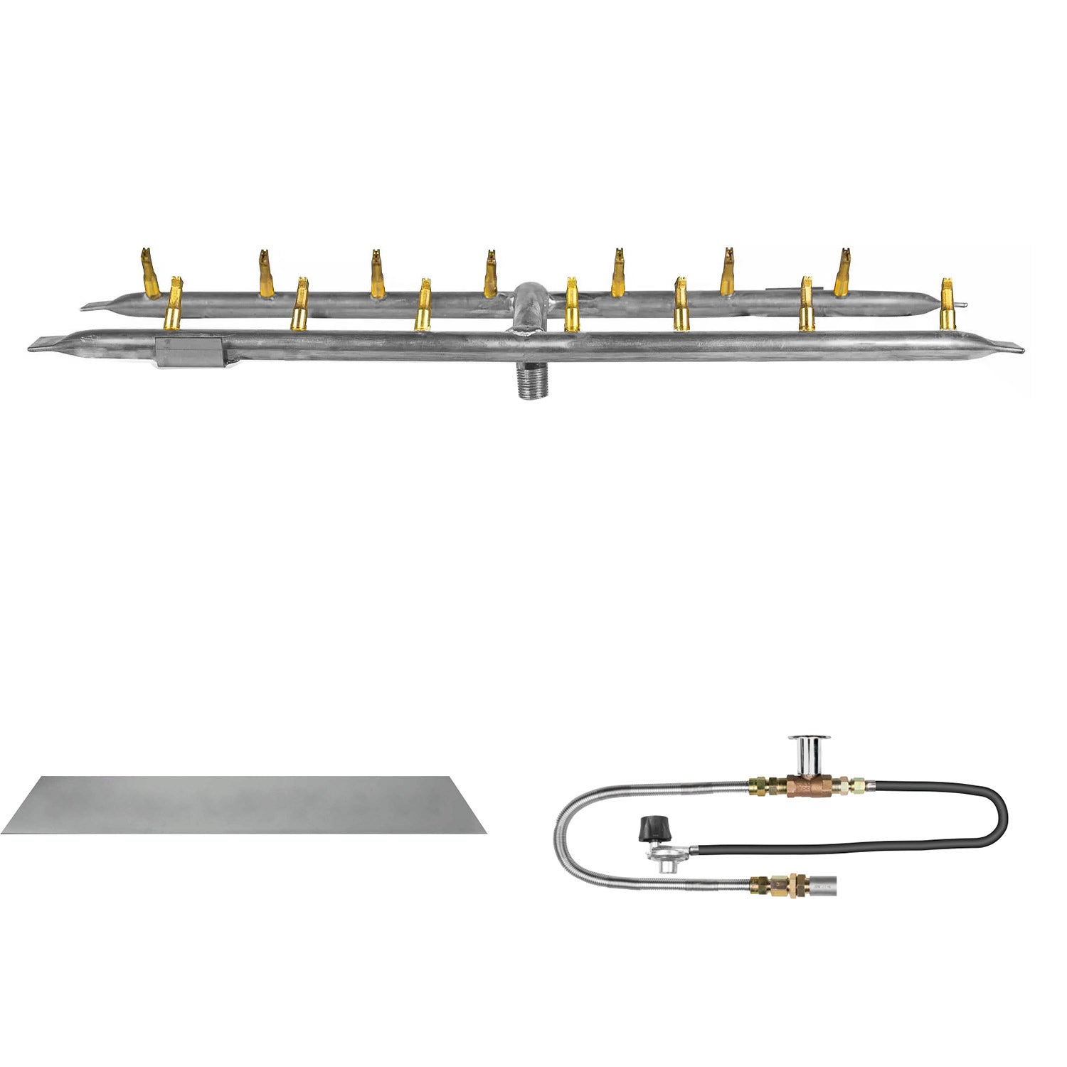 The Outdoor Plus Stainless Steel Linear H-Style Bullet Match Light Gas Fire Pit Burner Kit