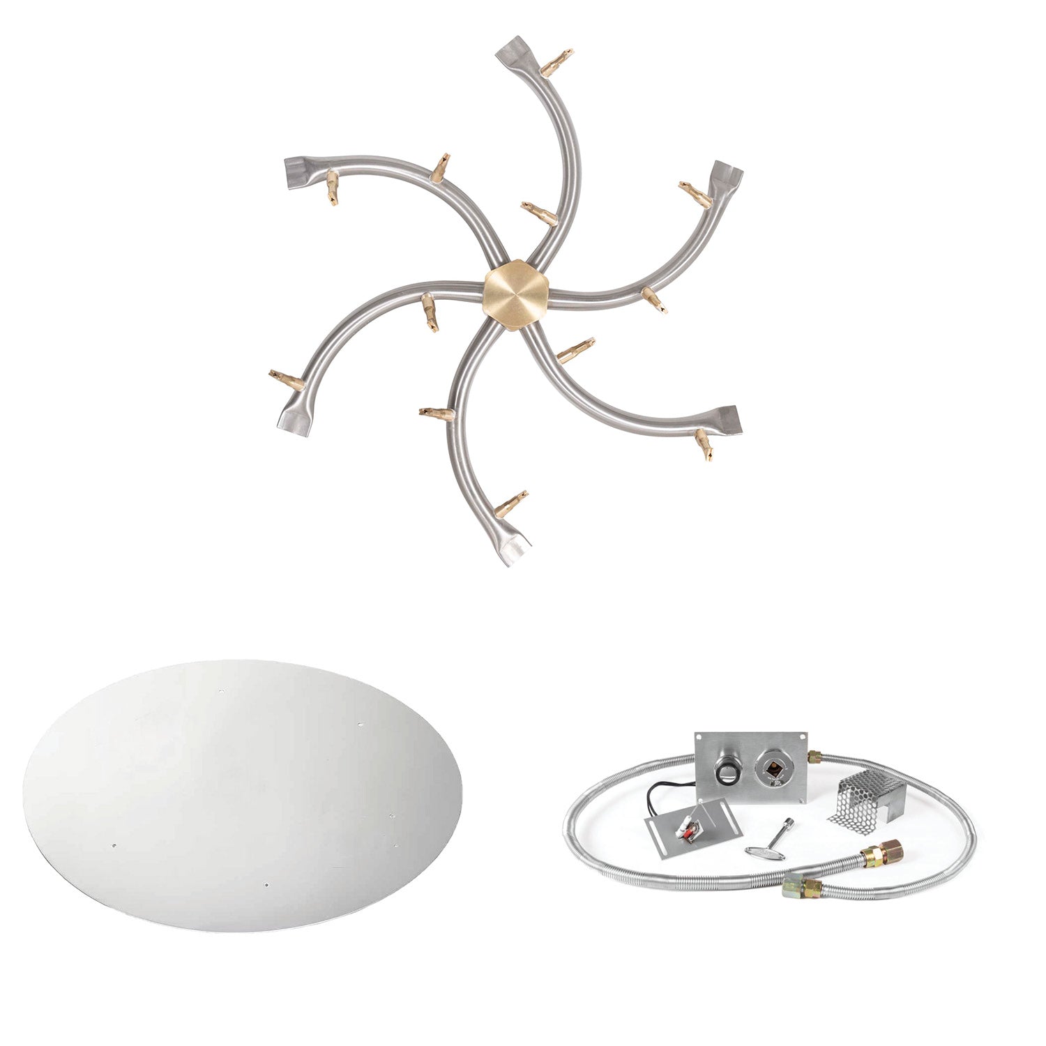 The Outdoor Plus Stainless Steel Bullet Spark Ignition Gas Fire Pit Burner Kit