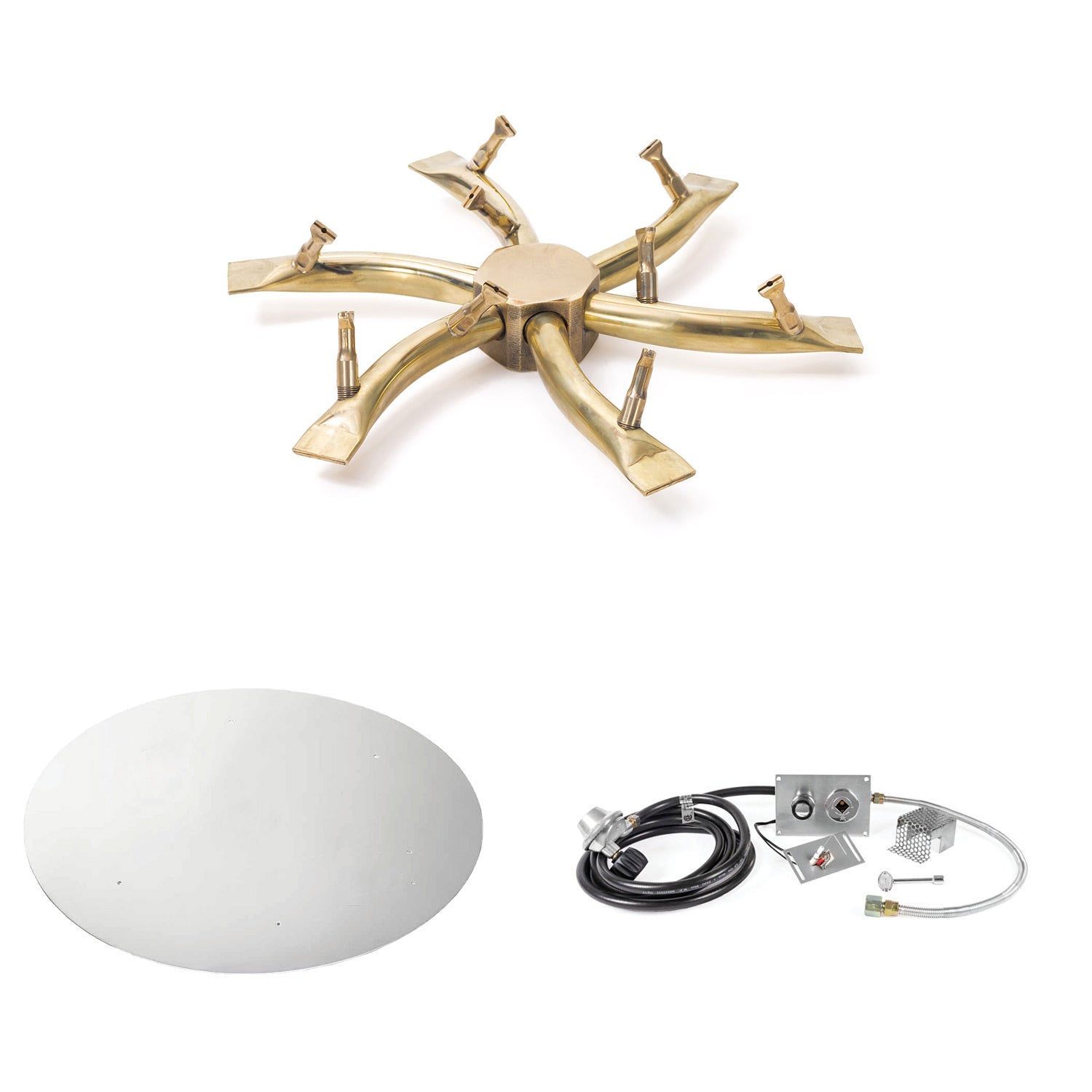 The Outdoor Plus Brass Bullet Spark Ignition Gas Fire Pit Burner Kit