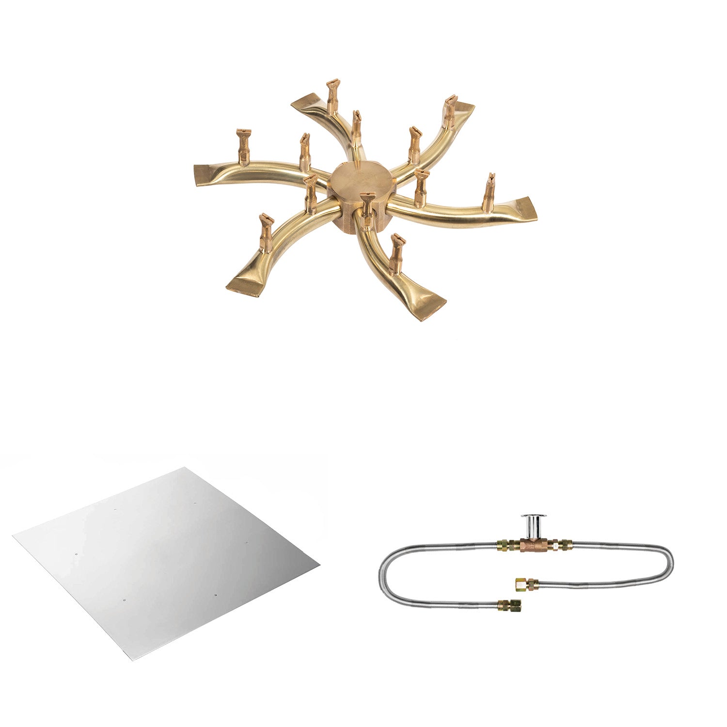 The Outdoor Plus Brass Bullet Match Light Gas Fire Pit Burner Kit