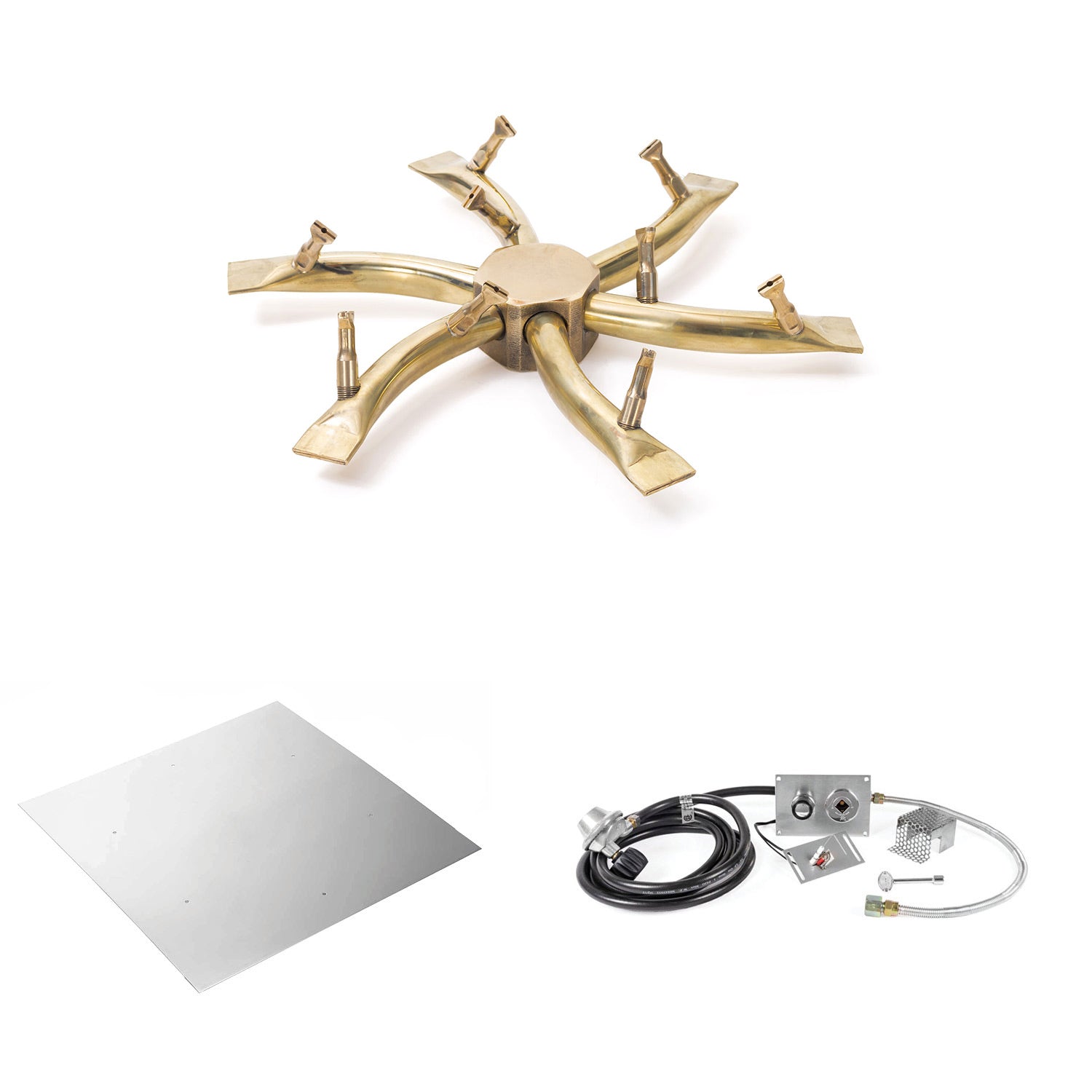 The Outdoor Plus Brass Bullet Spark Ignition Gas Fire Pit Burner Kit