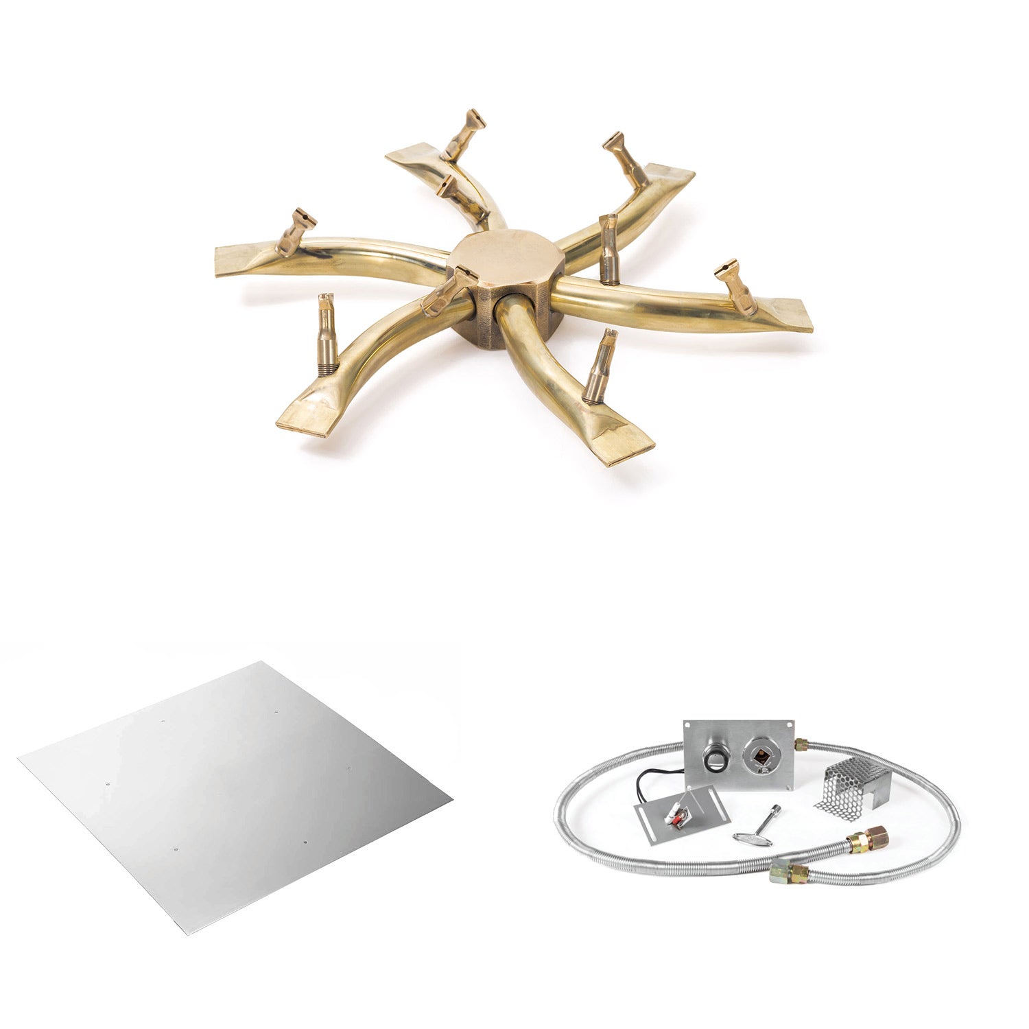 The Outdoor Plus Brass Bullet Spark Ignition Gas Fire Pit Burner Kit