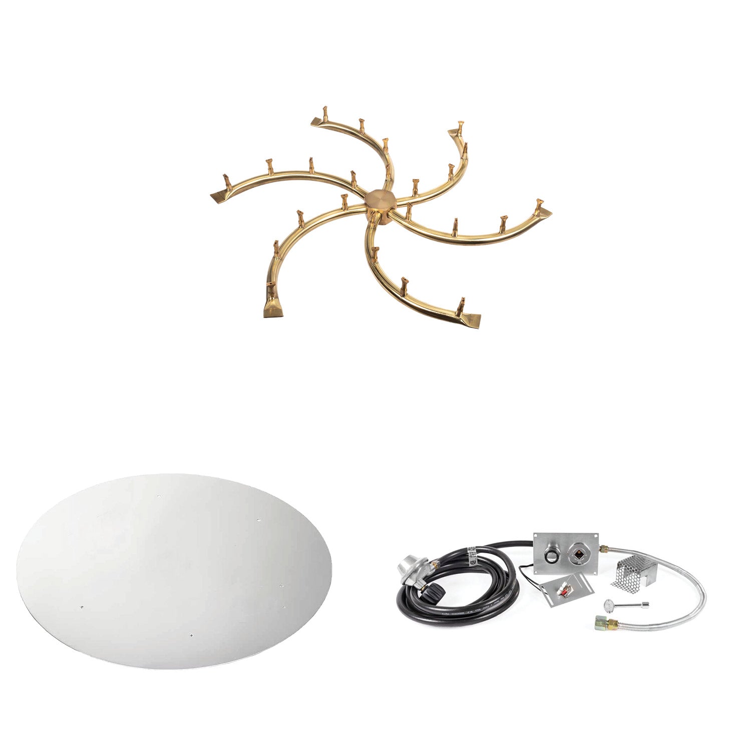 The Outdoor Plus Brass Bullet Spark Ignition Gas Fire Pit Burner Kit