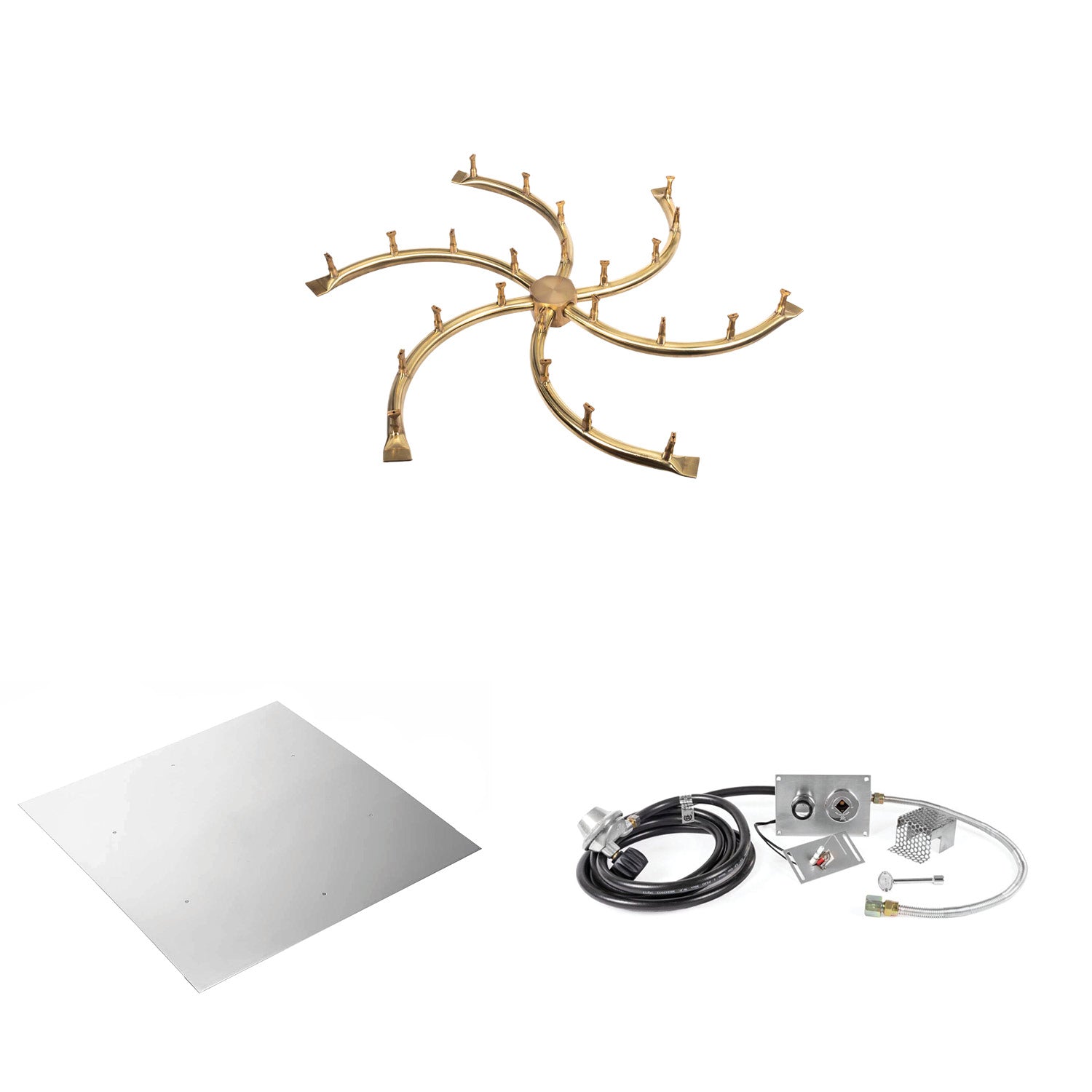 The Outdoor Plus Brass Bullet Spark Ignition Gas Fire Pit Burner Kit