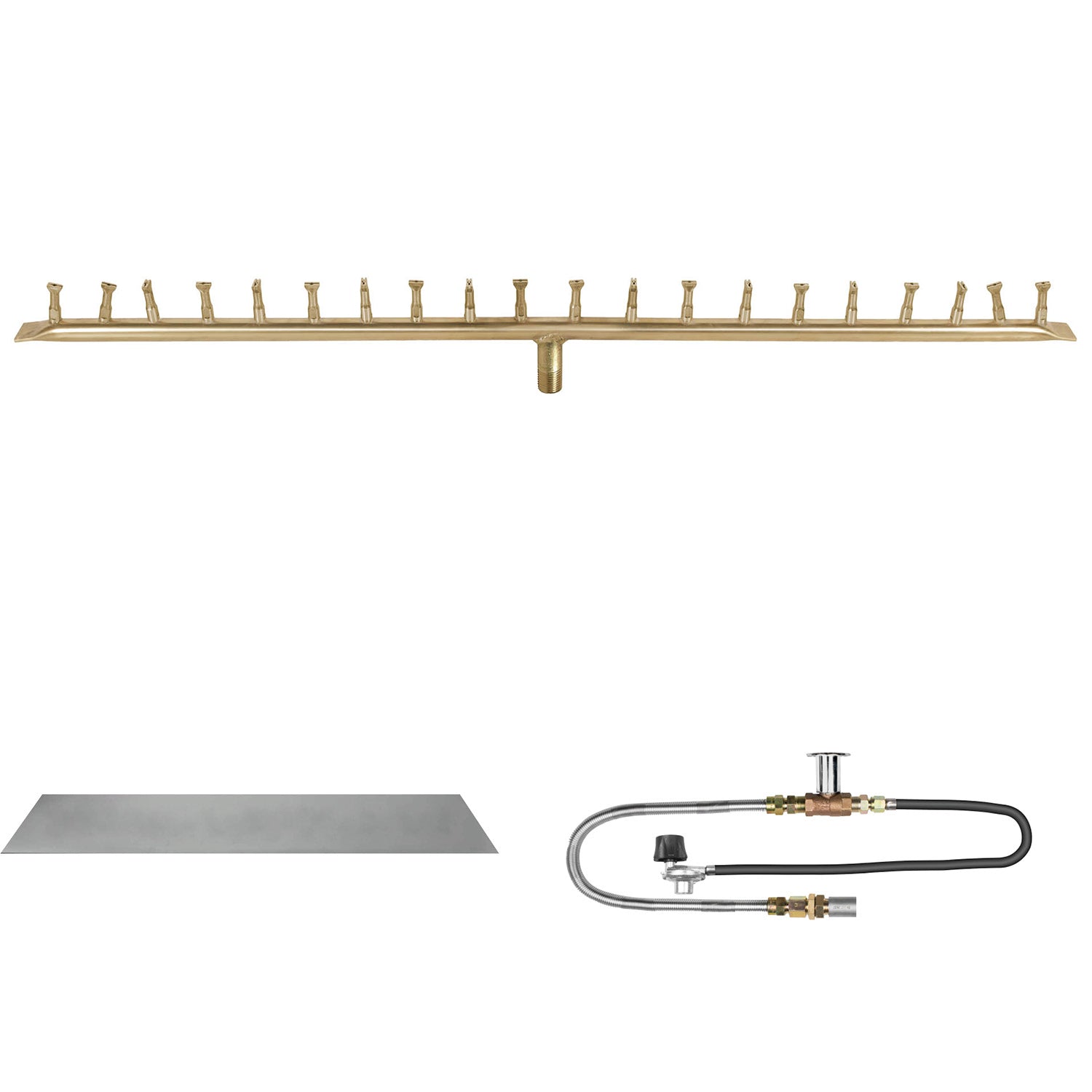 The Outdoor Plus Brass Linear Bullet Match Light Gas Fire Pit Burner Kit