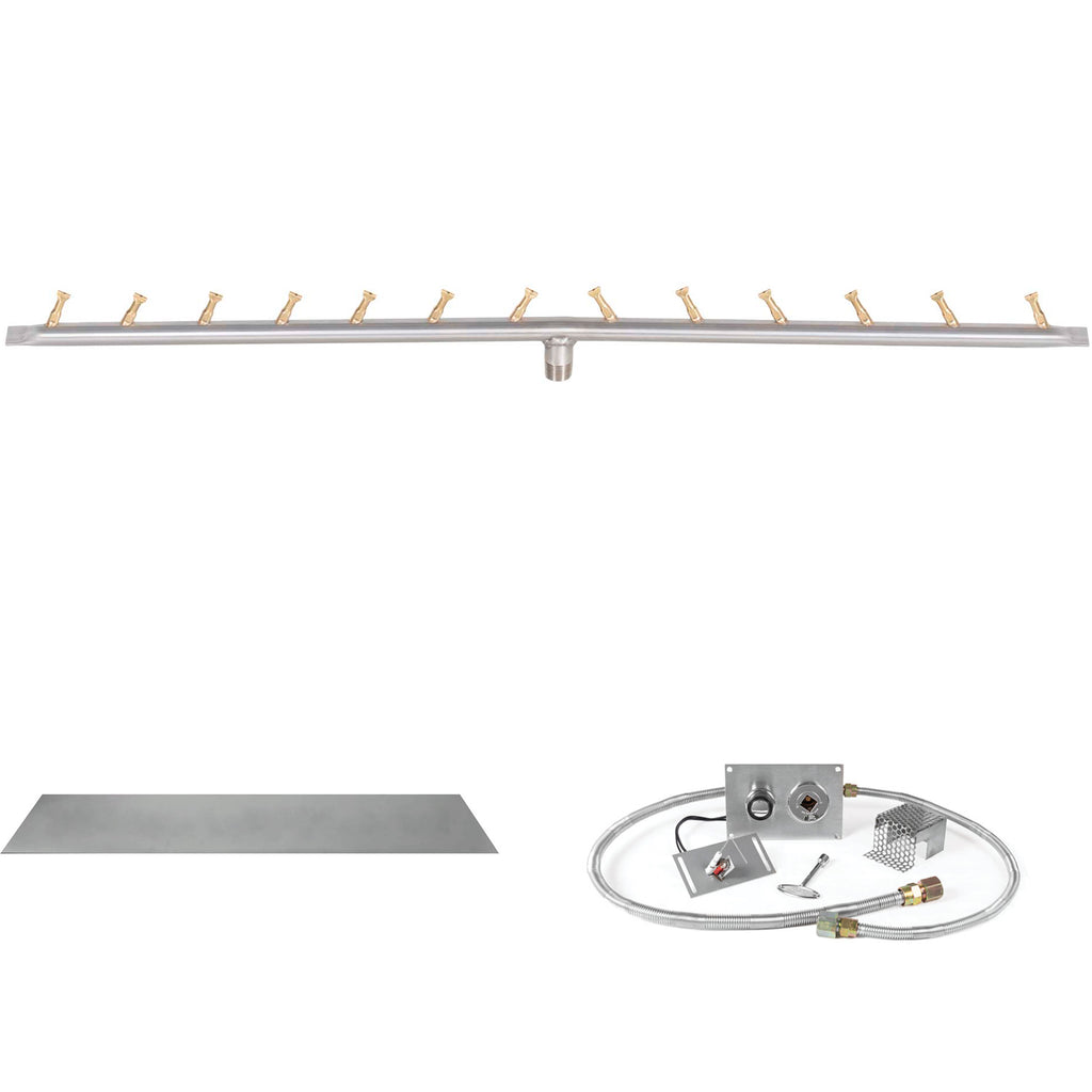 The Outdoor Plus Stainless Steel Linear Bullet Spark Ignition Gas Fire Pit Burner Kit