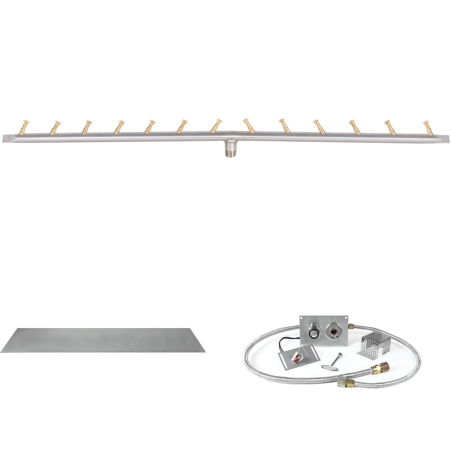 The Outdoor Plus Stainless Steel Linear Bullet Spark Ignition Gas Fire Pit Burner Kit