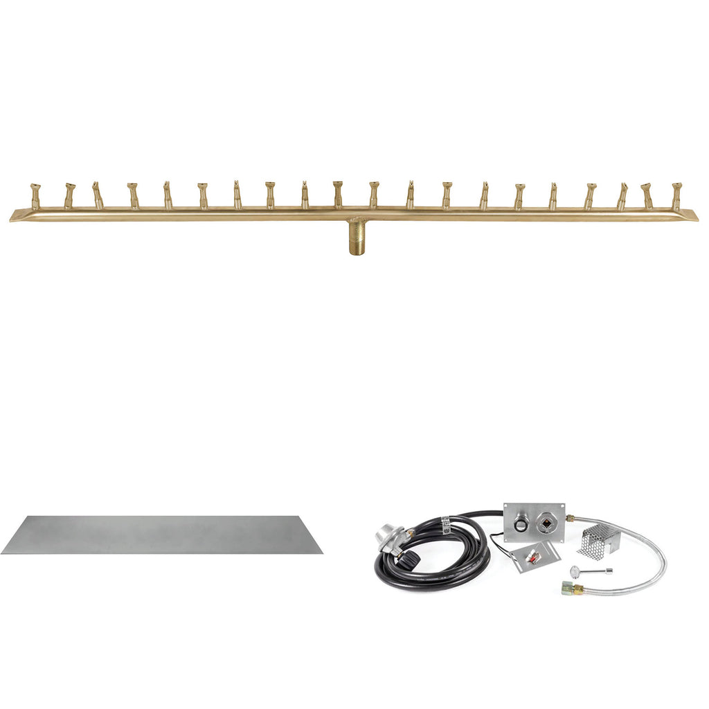 The Outdoor Plus Brass Linear Bullet Spark Ignition Gas Fire Pit Burner Kit