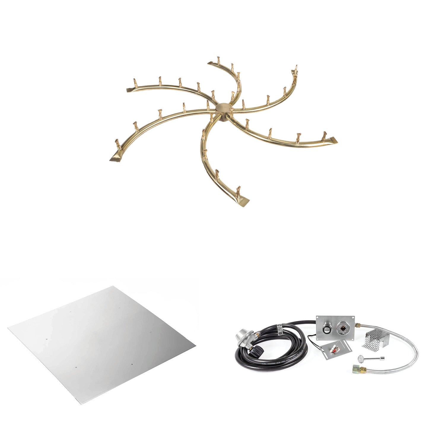 The Outdoor Plus Brass Bullet Spark Ignition Gas Fire Pit Burner Kit