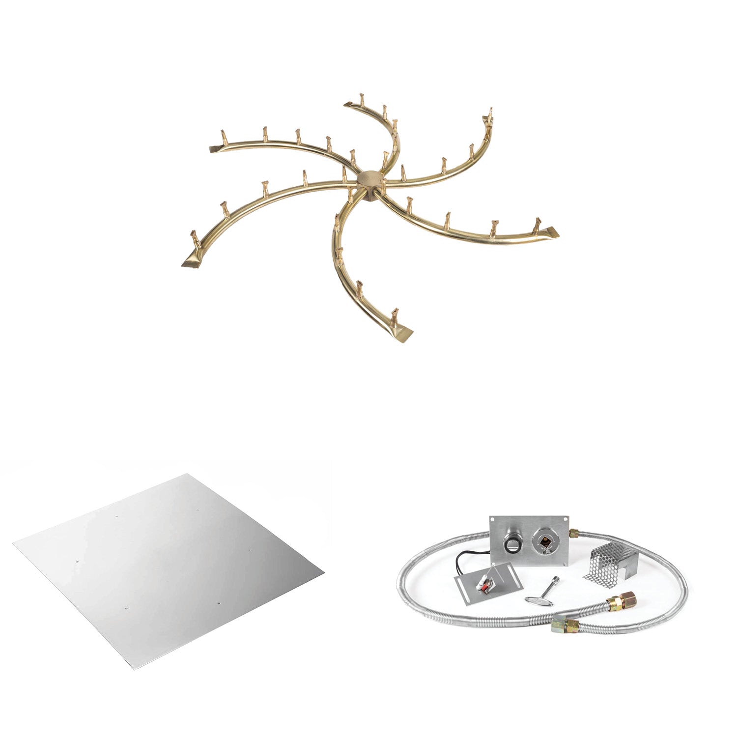 The Outdoor Plus Brass Bullet Spark Ignition Gas Fire Pit Burner Kit