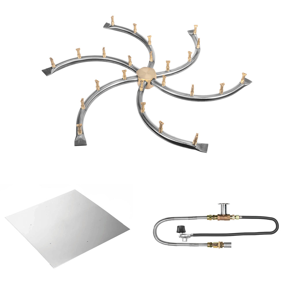 The Outdoor Plus Stainless Steel Bullet Match Light Gas Fire Pit Burner Kit