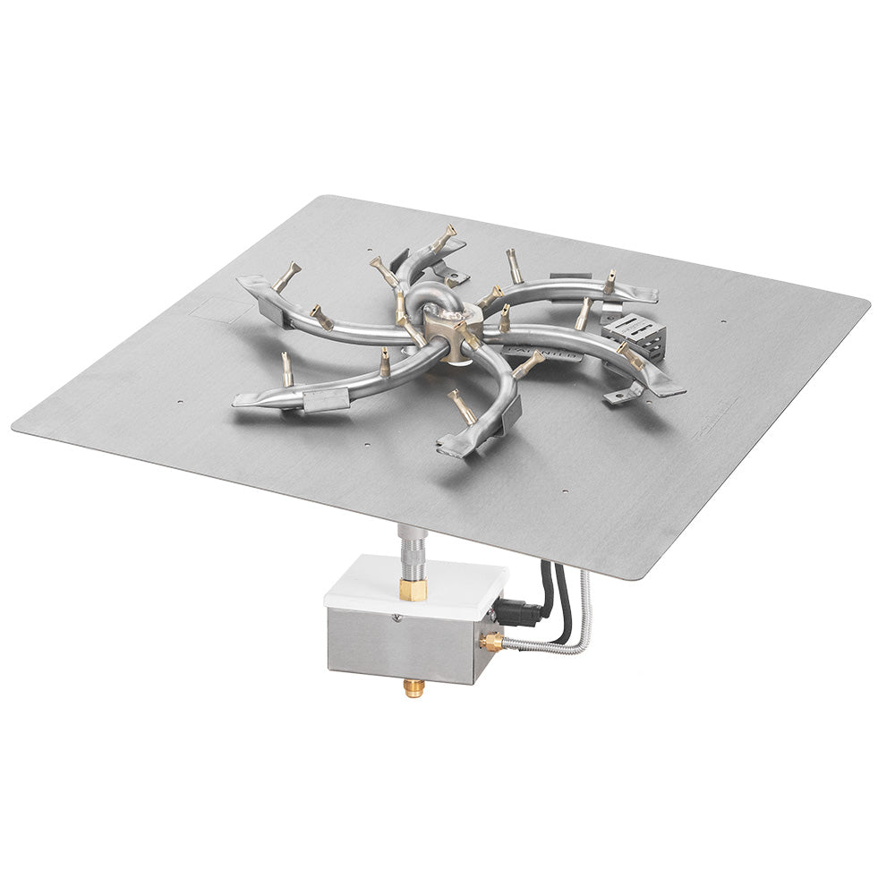 Stainless steel bullet burner kit with square flat pan and electronic ignition module