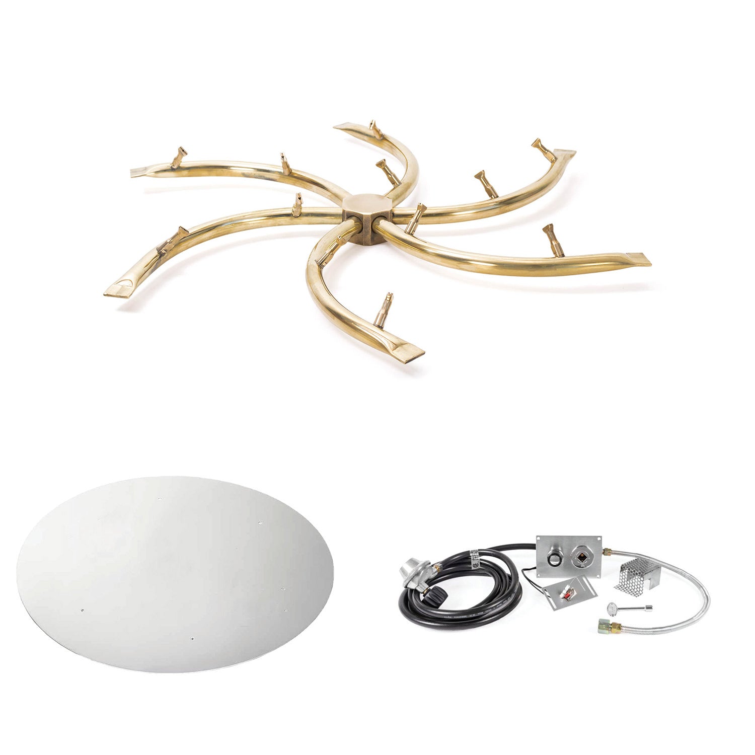 The Outdoor Plus Brass Bullet Spark Ignition Gas Fire Pit Burner Kit