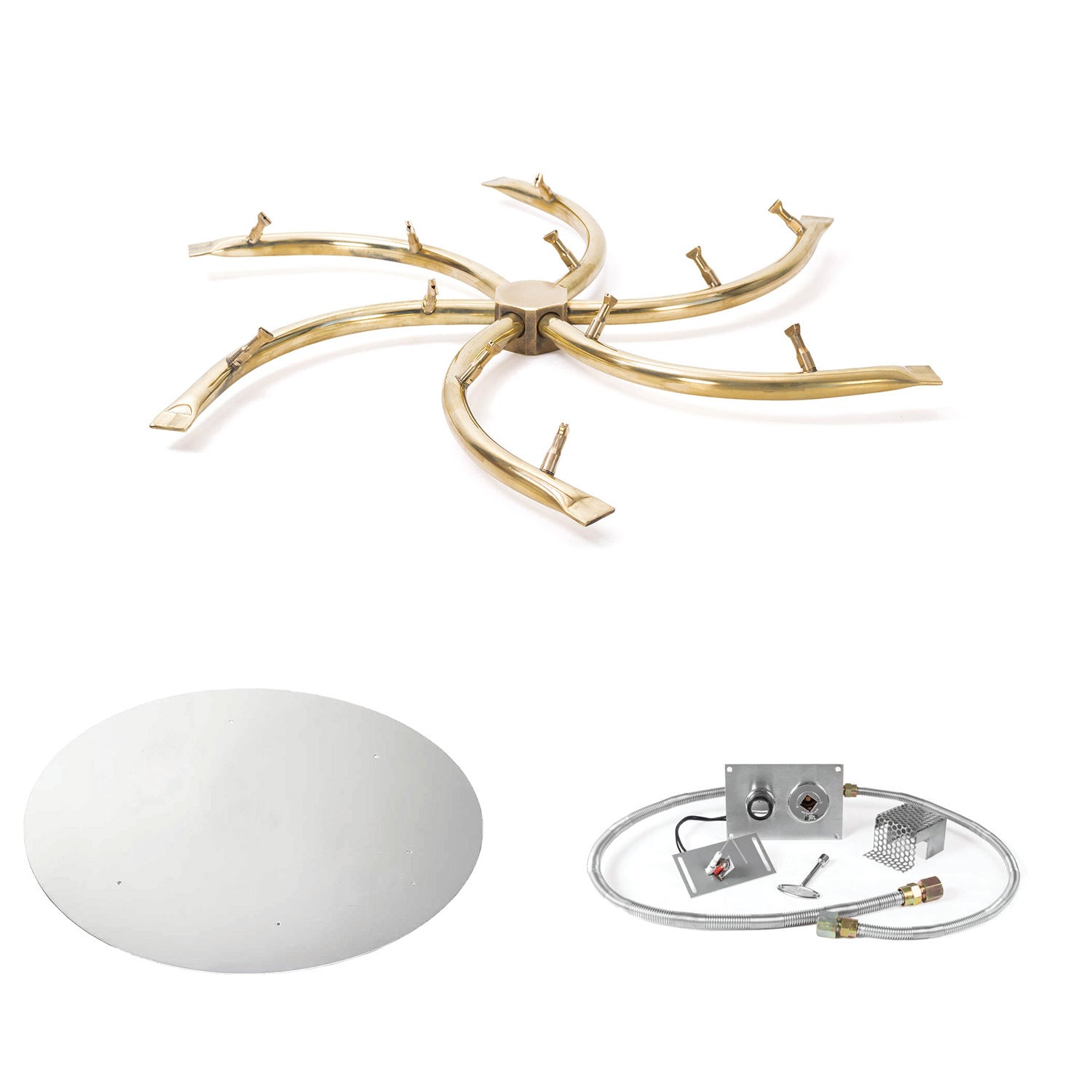 The Outdoor Plus Brass Bullet Spark Ignition Gas Fire Pit Burner Kit