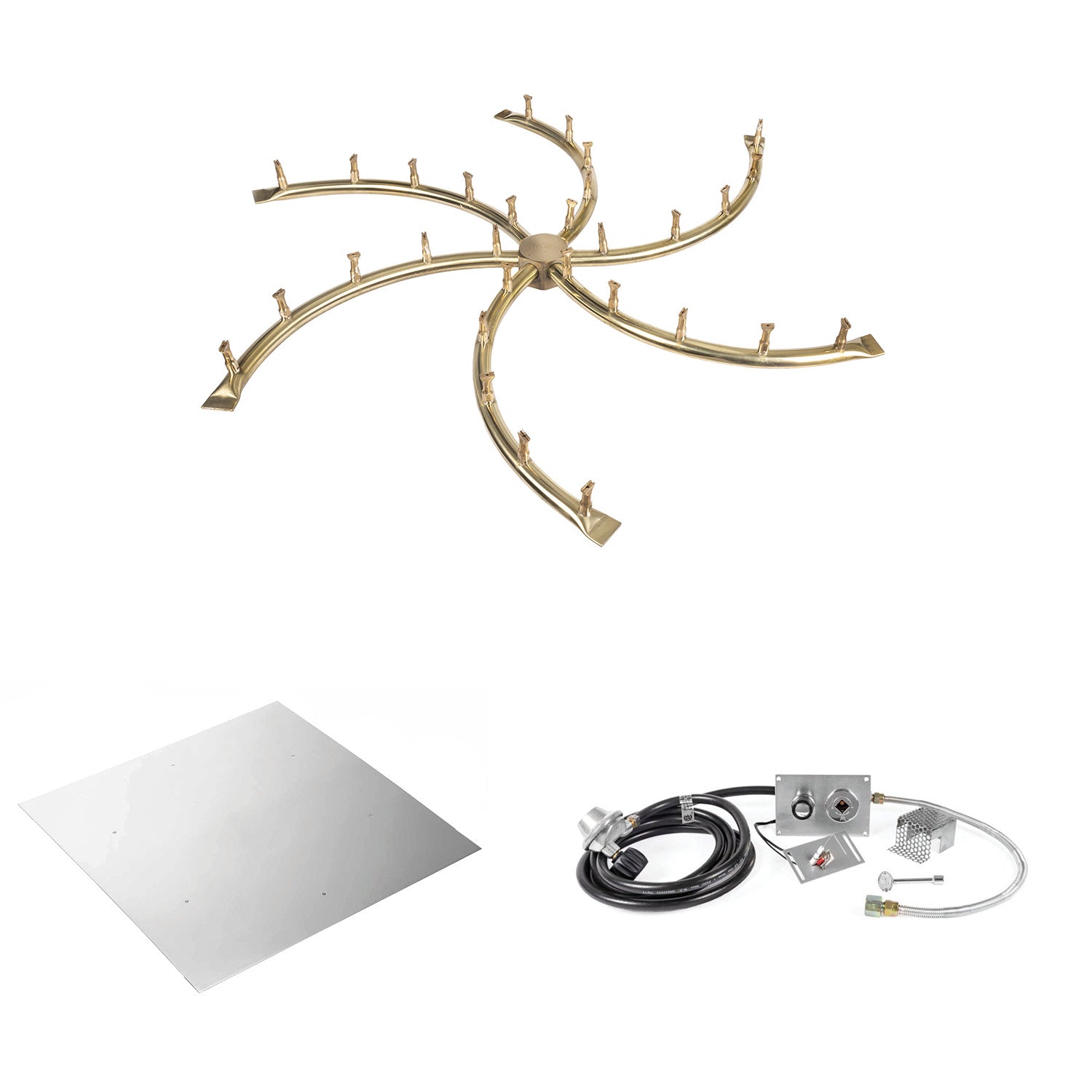 The Outdoor Plus Brass Bullet Spark Ignition Gas Fire Pit Burner Kit