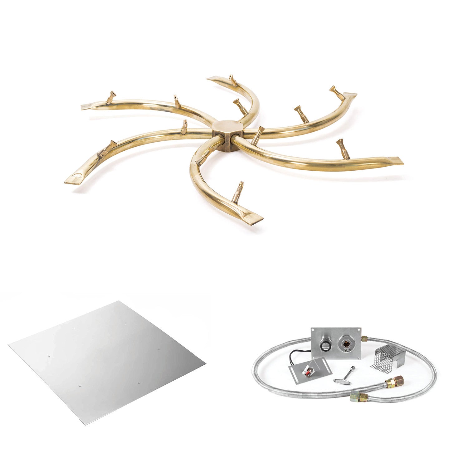 The Outdoor Plus Brass Bullet Spark Ignition Gas Fire Pit Burner Kit