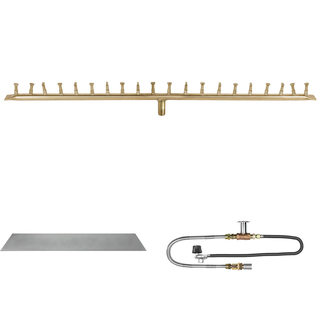 The Outdoor Plus Brass Linear Bullet Match Light Gas Fire Pit Burner Kit