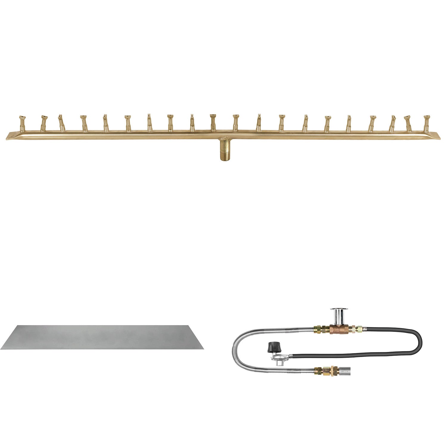 The Outdoor Plus Brass Linear Bullet Match Light Gas Fire Pit Burner Kit