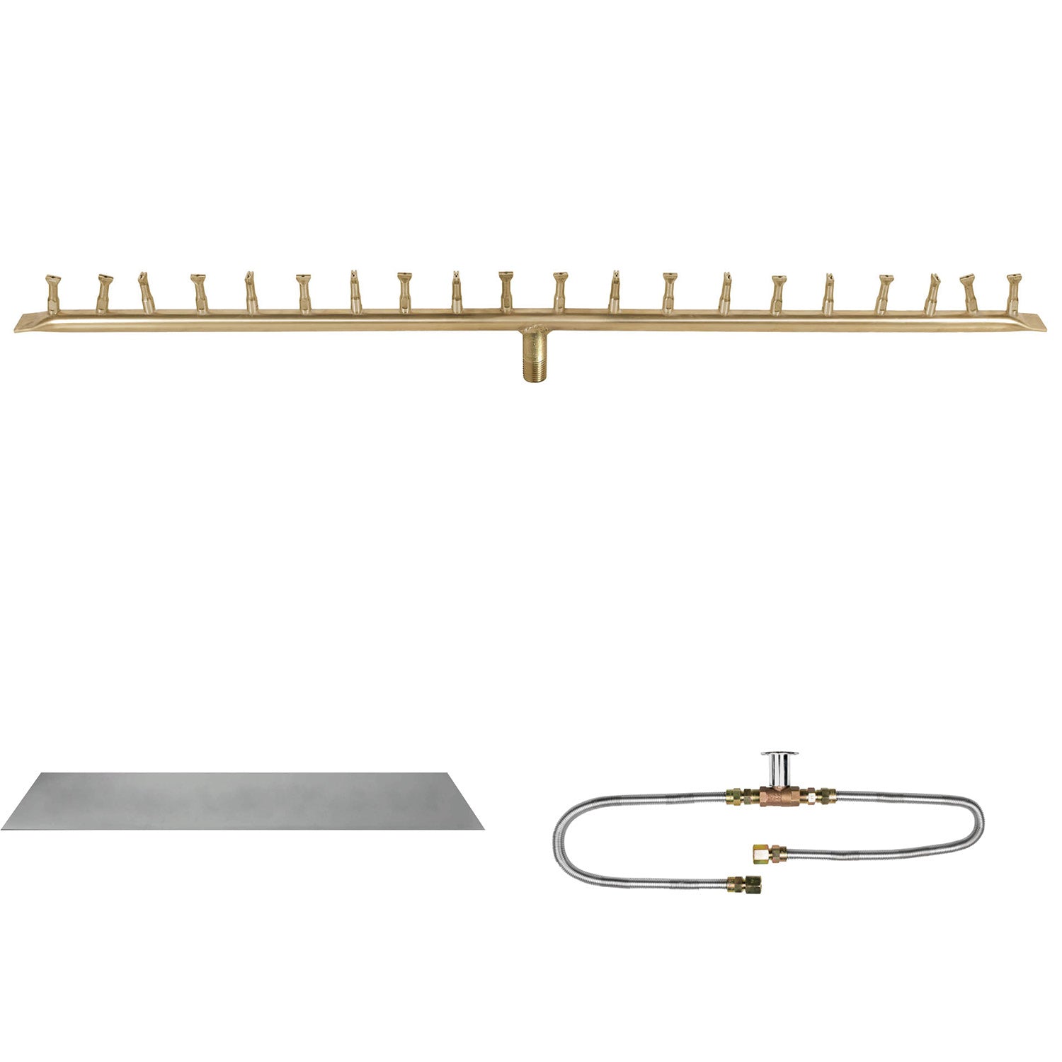 The Outdoor Plus Brass Linear Bullet Match Light Gas Fire Pit Burner Kit