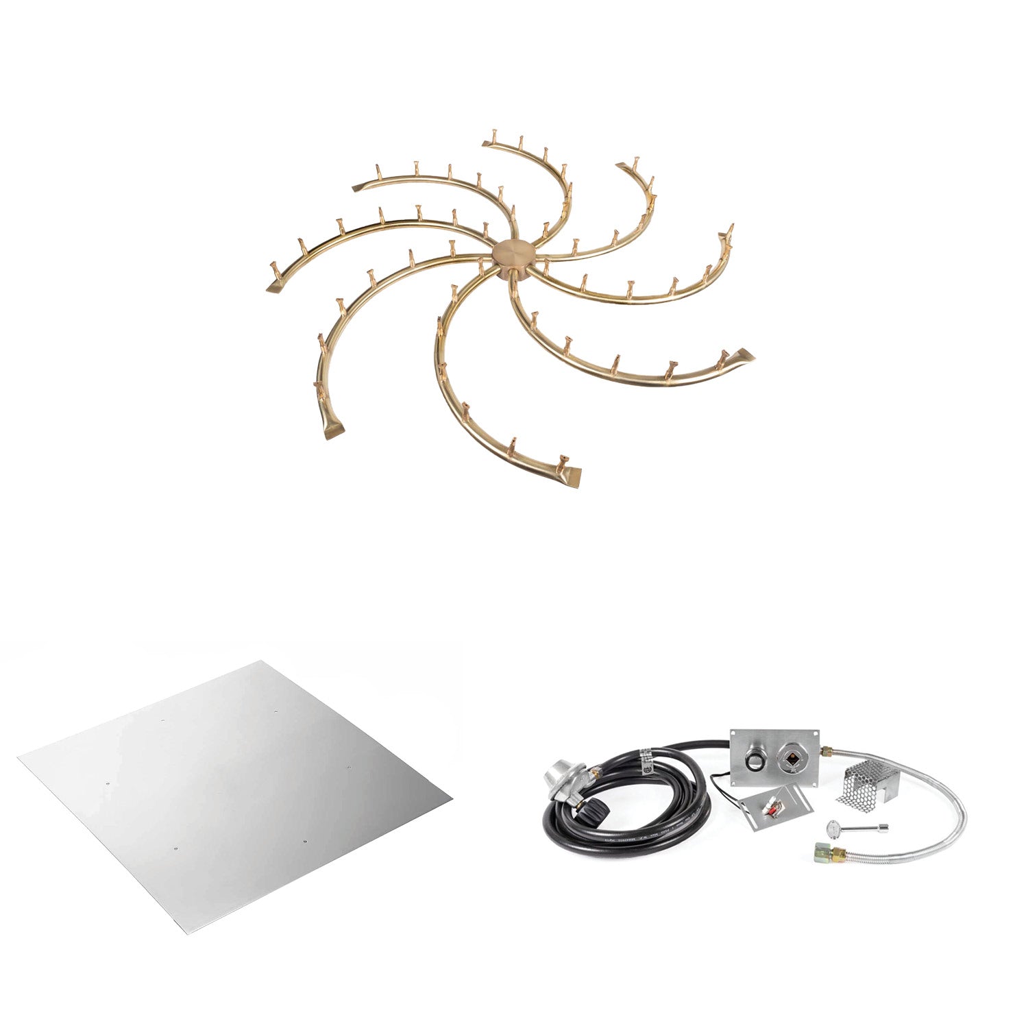 The Outdoor Plus Brass Bullet Spark Ignition Gas Fire Pit Burner Kit