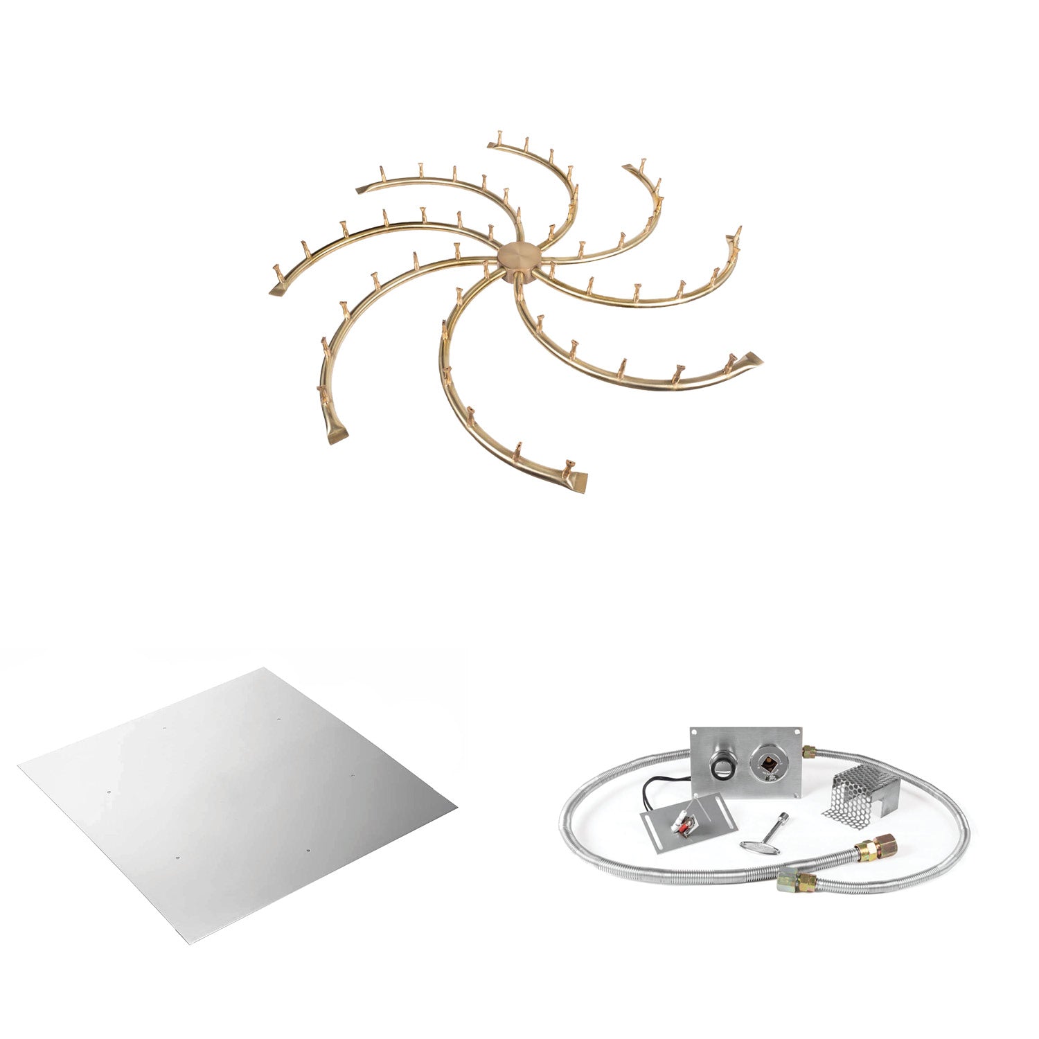 The Outdoor Plus Brass Bullet Spark Ignition Gas Fire Pit Burner Kit