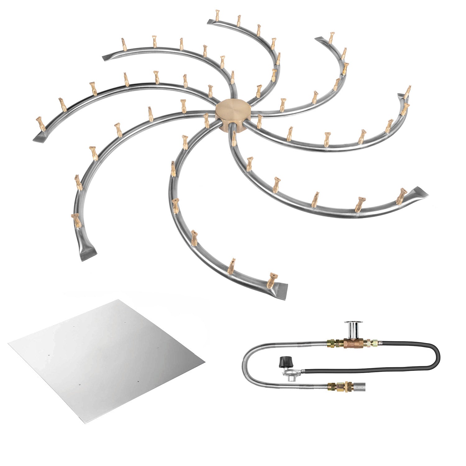 The Outdoor Plus Stainless Steel Bullet Match Light Gas Fire Pit Burner Kit