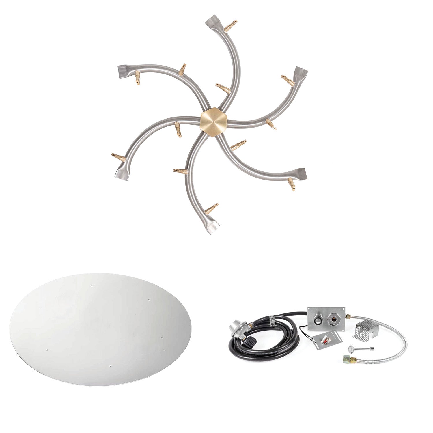 The Outdoor Plus Stainless Steel Bullet Spark Ignition Gas Fire Pit Burner Kit
