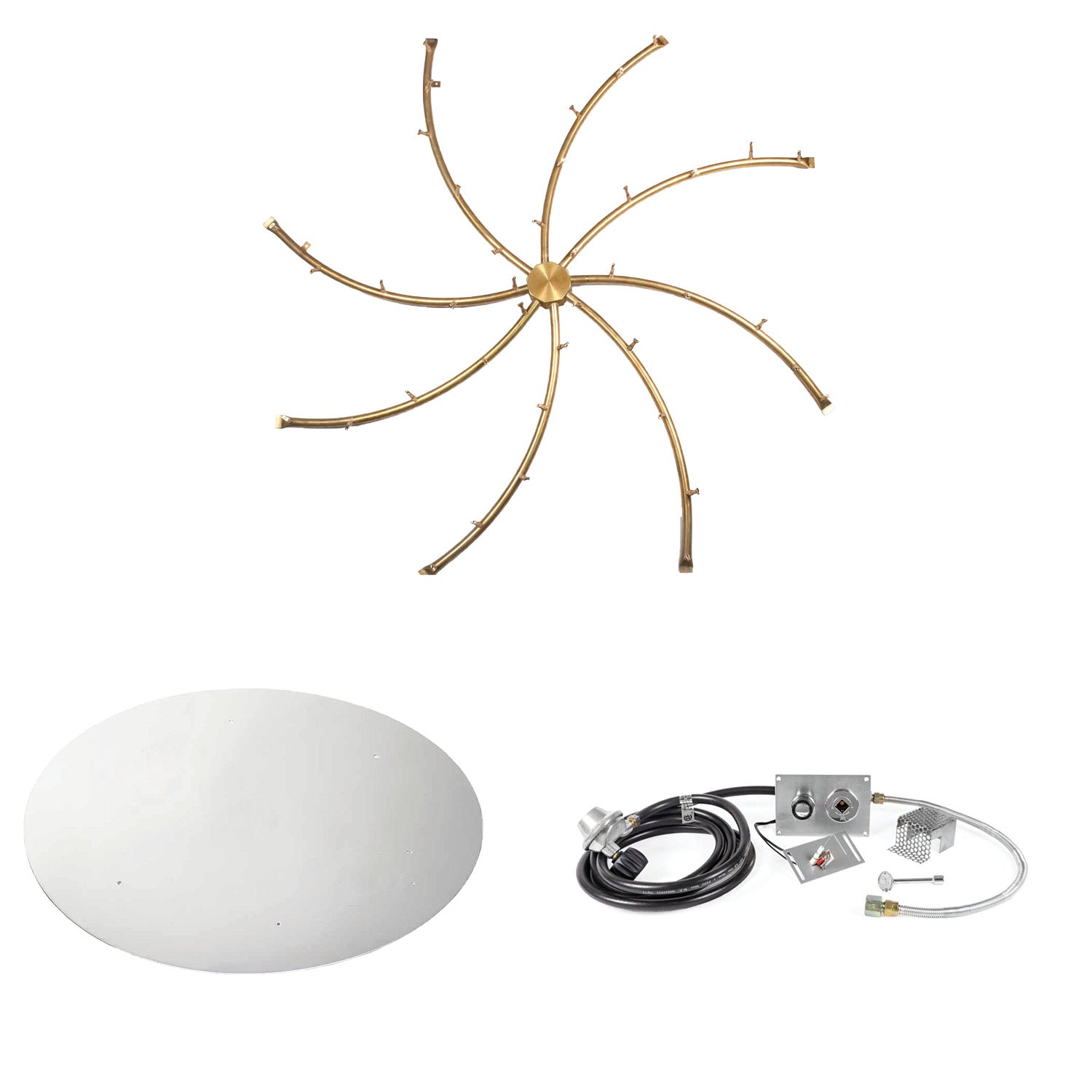The Outdoor Plus Brass Bullet Spark Ignition Gas Fire Pit Burner Kit