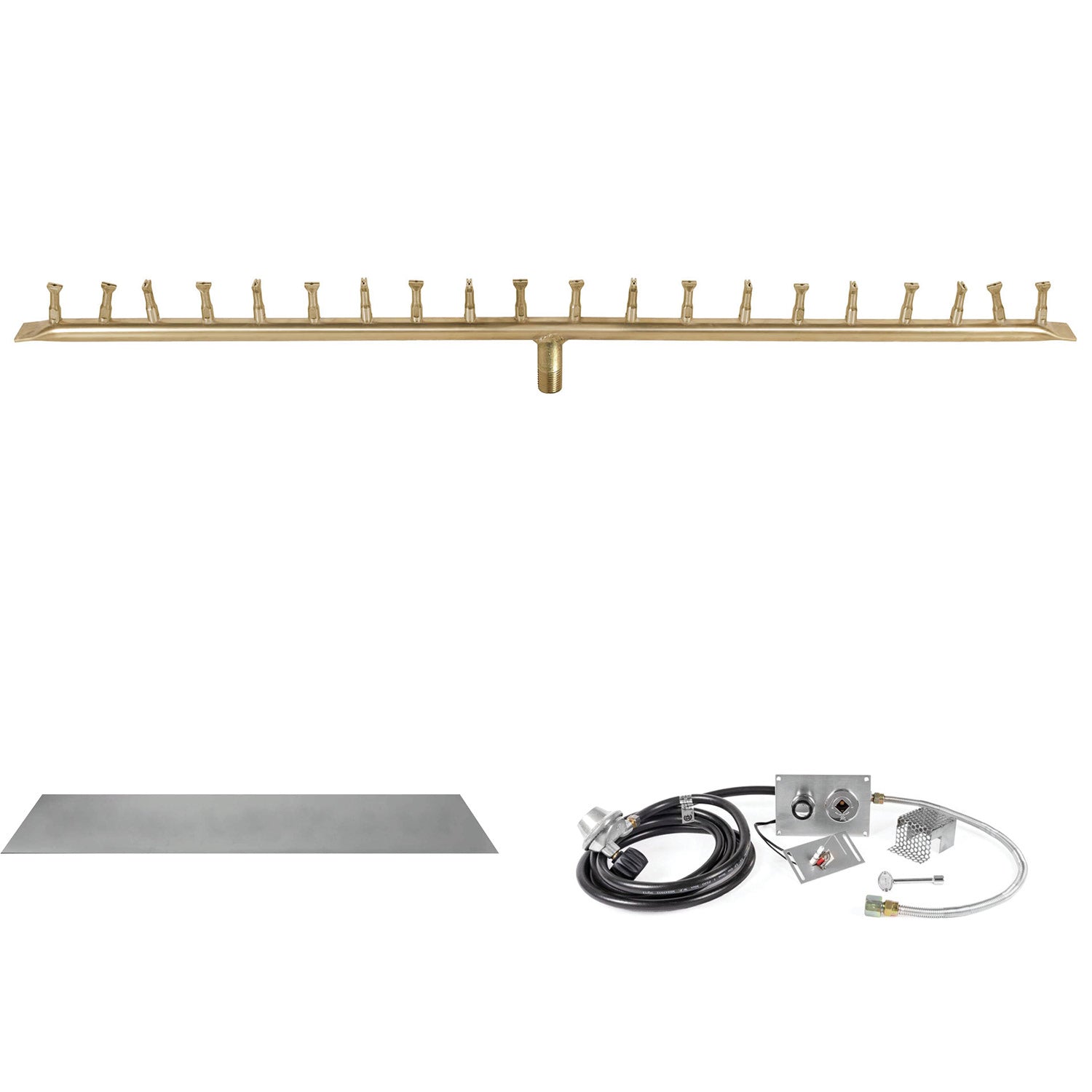 The Outdoor Plus Brass Linear Bullet Spark Ignition Gas Fire Pit Burner Kit