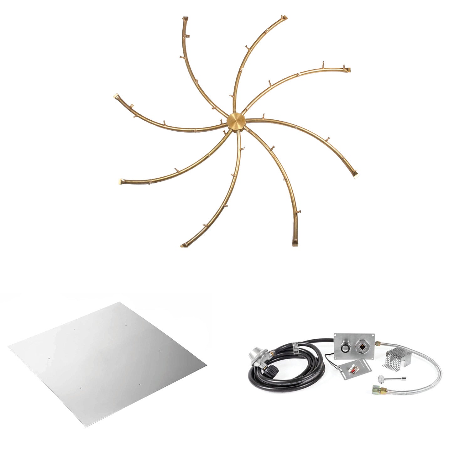 The Outdoor Plus Brass Bullet Spark Ignition Gas Fire Pit Burner Kit