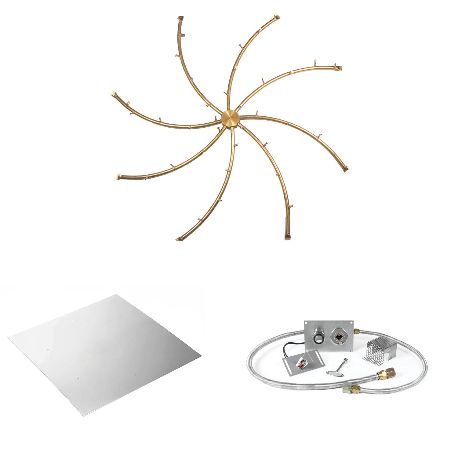 The Outdoor Plus Brass Bullet Spark Ignition Gas Fire Pit Burner Kit