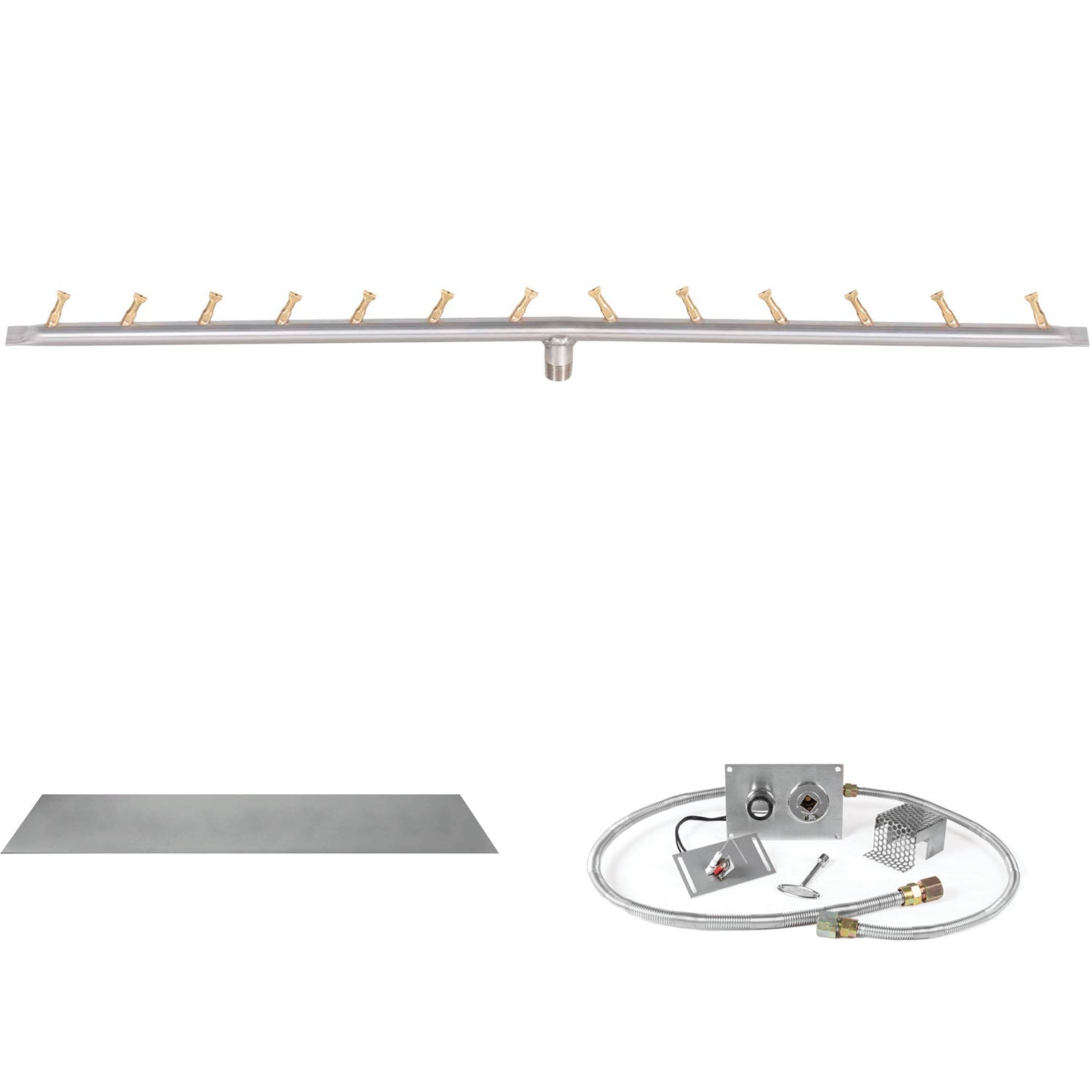 The Outdoor Plus Stainless Steel Linear Bullet Spark Ignition Gas Fire Pit Burner Kit