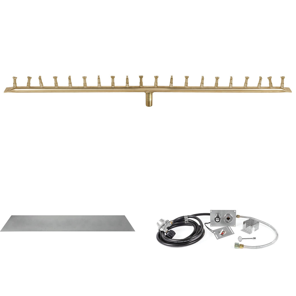 The Outdoor Plus Brass Linear Bullet Spark Ignition Gas Fire Pit Burner Kit