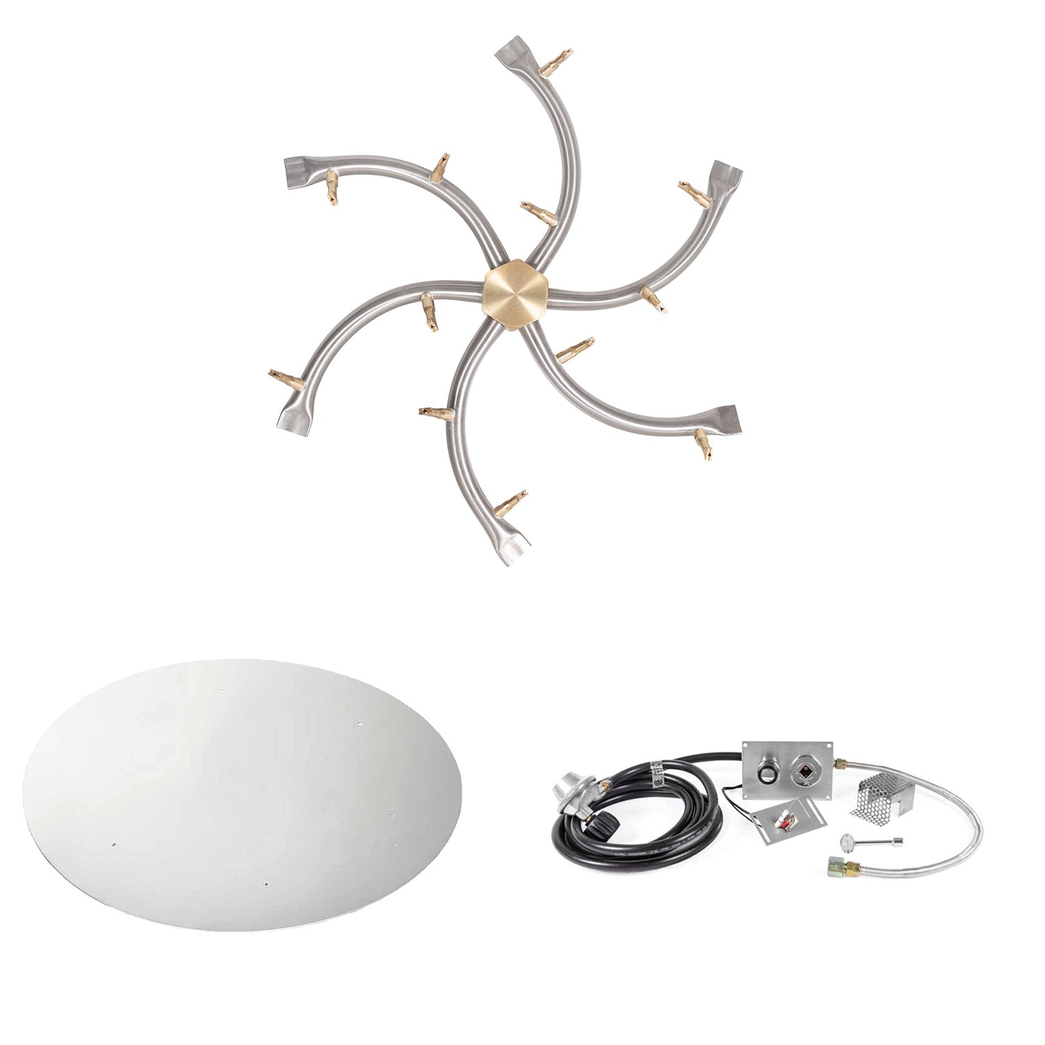 The Outdoor Plus Stainless Steel Bullet Spark Ignition Gas Fire Pit Burner Kit