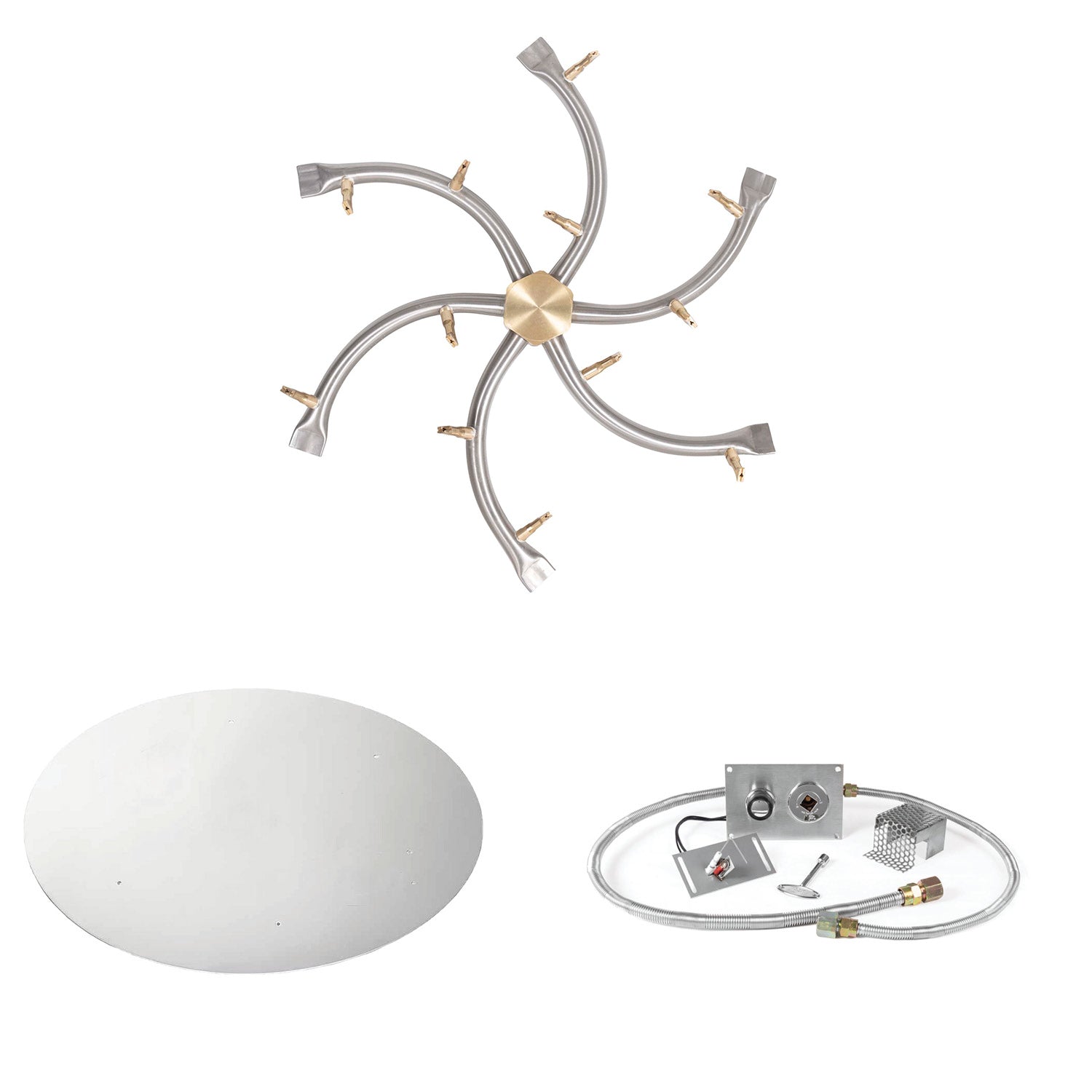 The Outdoor Plus Stainless Steel Bullet Spark Ignition Gas Fire Pit Burner Kit