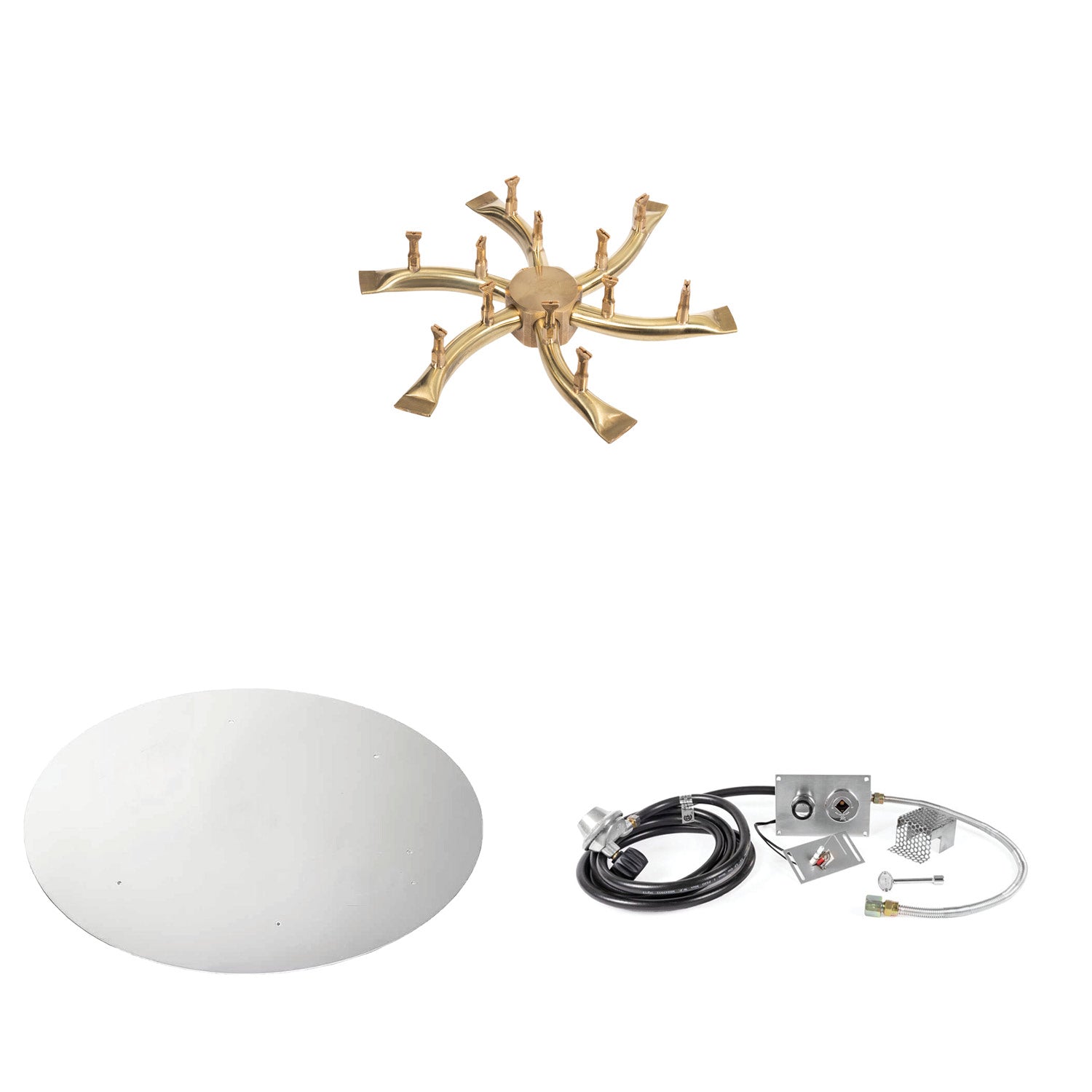 The Outdoor Plus Brass Bullet Spark Ignition Gas Fire Pit Burner Kit