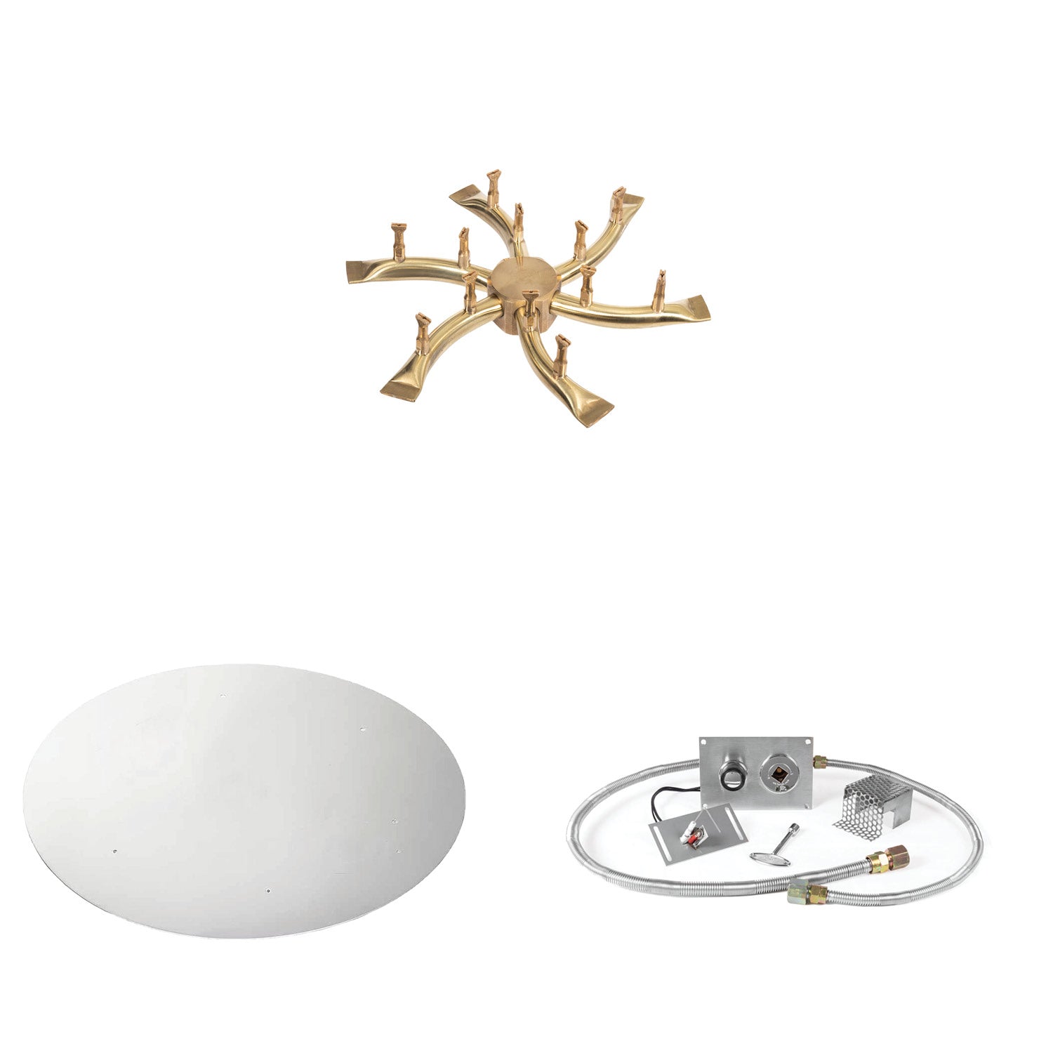 The Outdoor Plus Brass Bullet Spark Ignition Gas Fire Pit Burner Kit