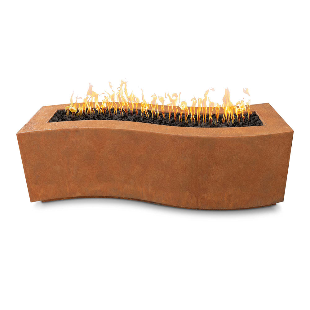 TOP Fires by The Outdoor Plus Billow 60x24-Inch Rectangular Corten Steel Gas Fire Pit