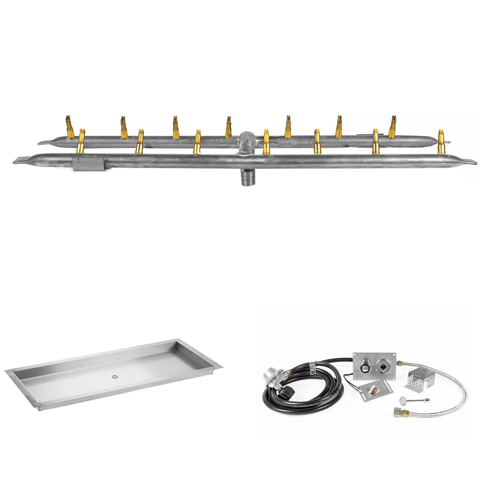 The Outdoor Plus Stainless Steel Linear H-Style Bullet Spark Ignition Gas Fire Pit Burner Kit
