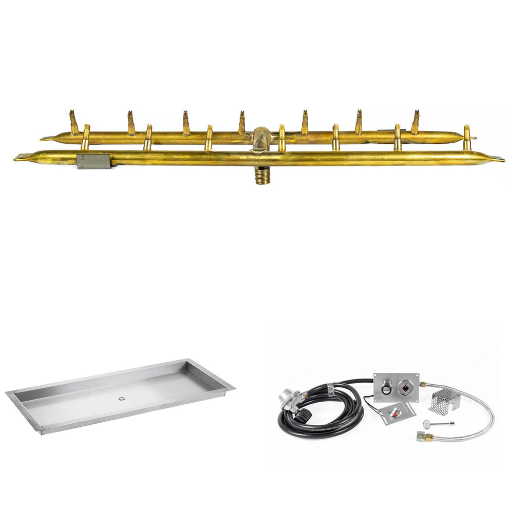 The Outdoor Plus Brass Linear H-Style Bullet Spark Ignition Gas Fire Pit Burner Kit