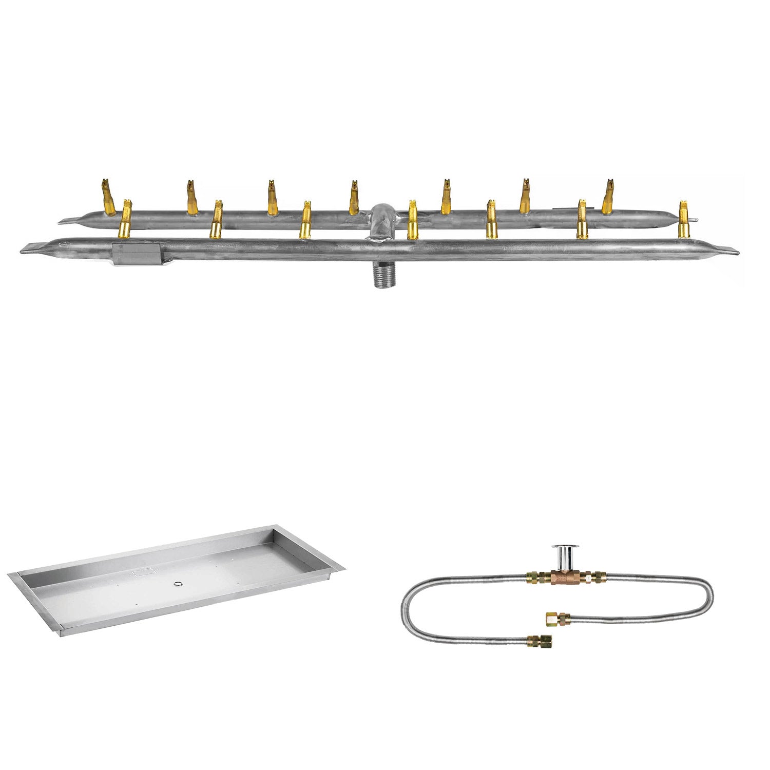 The Outdoor Plus Stainless Steel Linear H-Style Bullet Match Light Gas Fire Pit Burner Kit