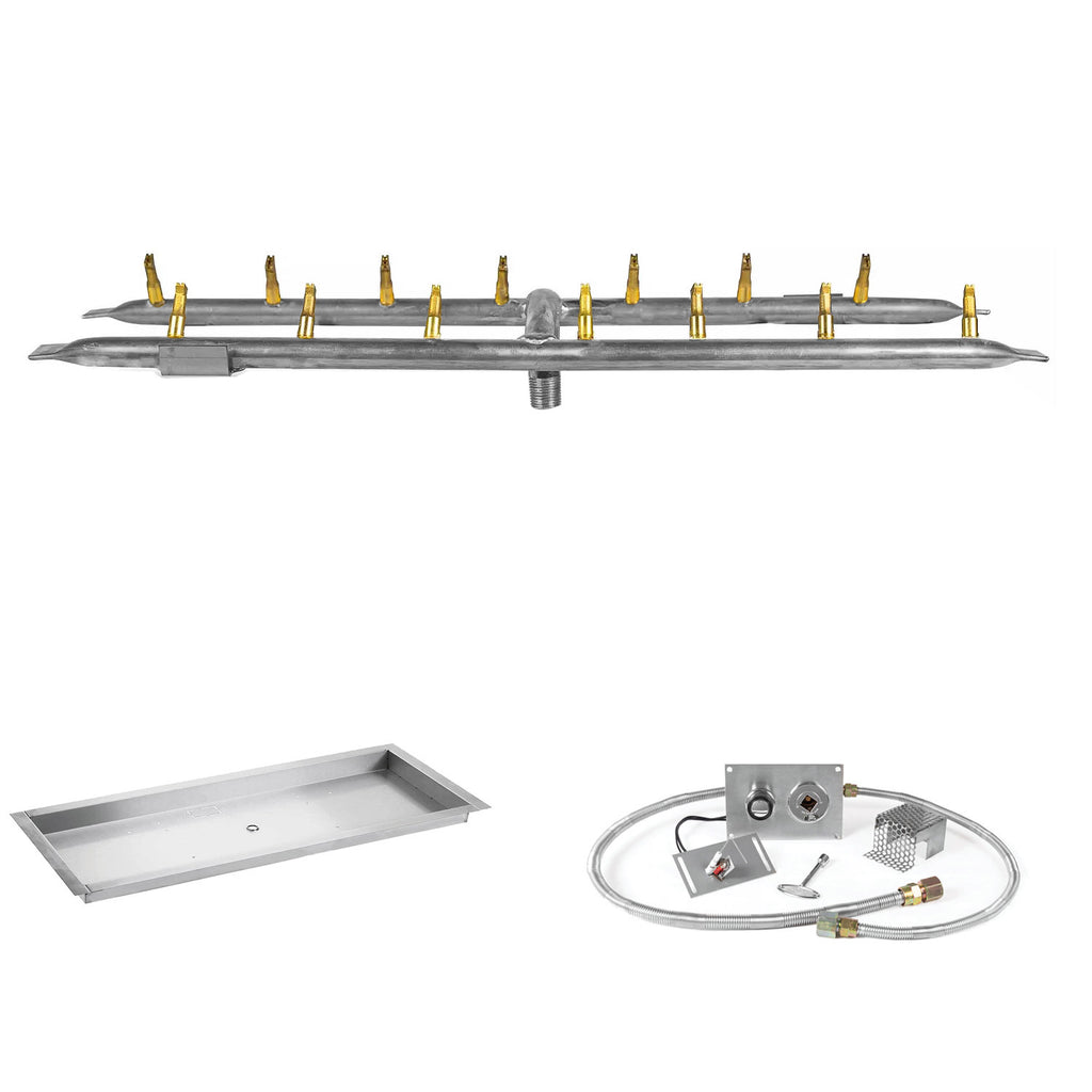 The Outdoor Plus Stainless Steel Linear H-Style Bullet Spark Ignition Gas Fire Pit Burner Kit