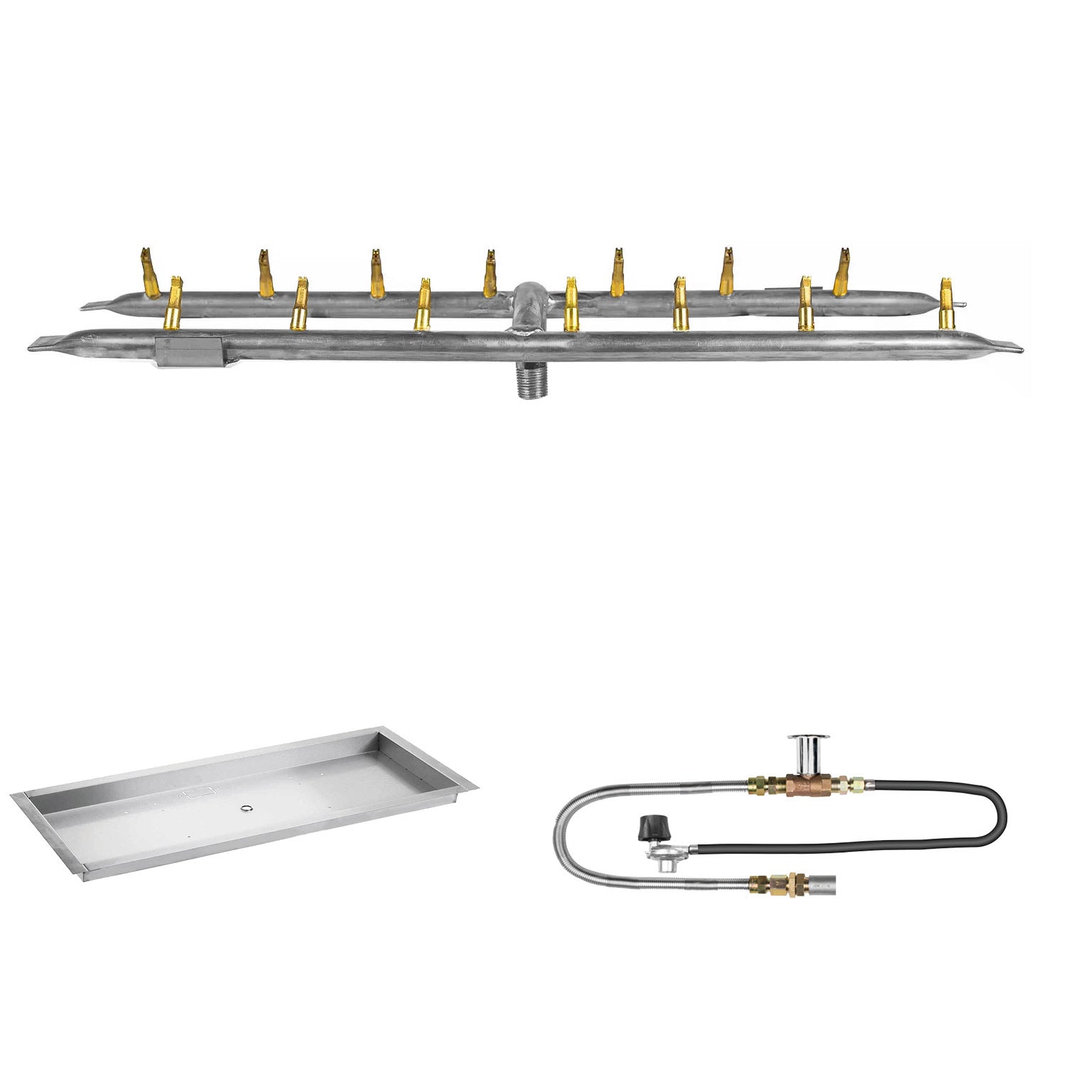 The Outdoor Plus Stainless Steel Linear H-Style Bullet Match Light Gas Fire Pit Burner Kit