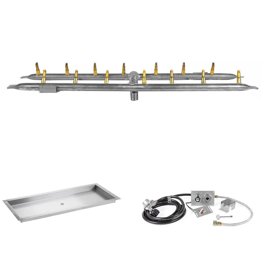 The Outdoor Plus Stainless Steel Linear H-Style Bullet Spark Ignition Gas Fire Pit Burner Kit