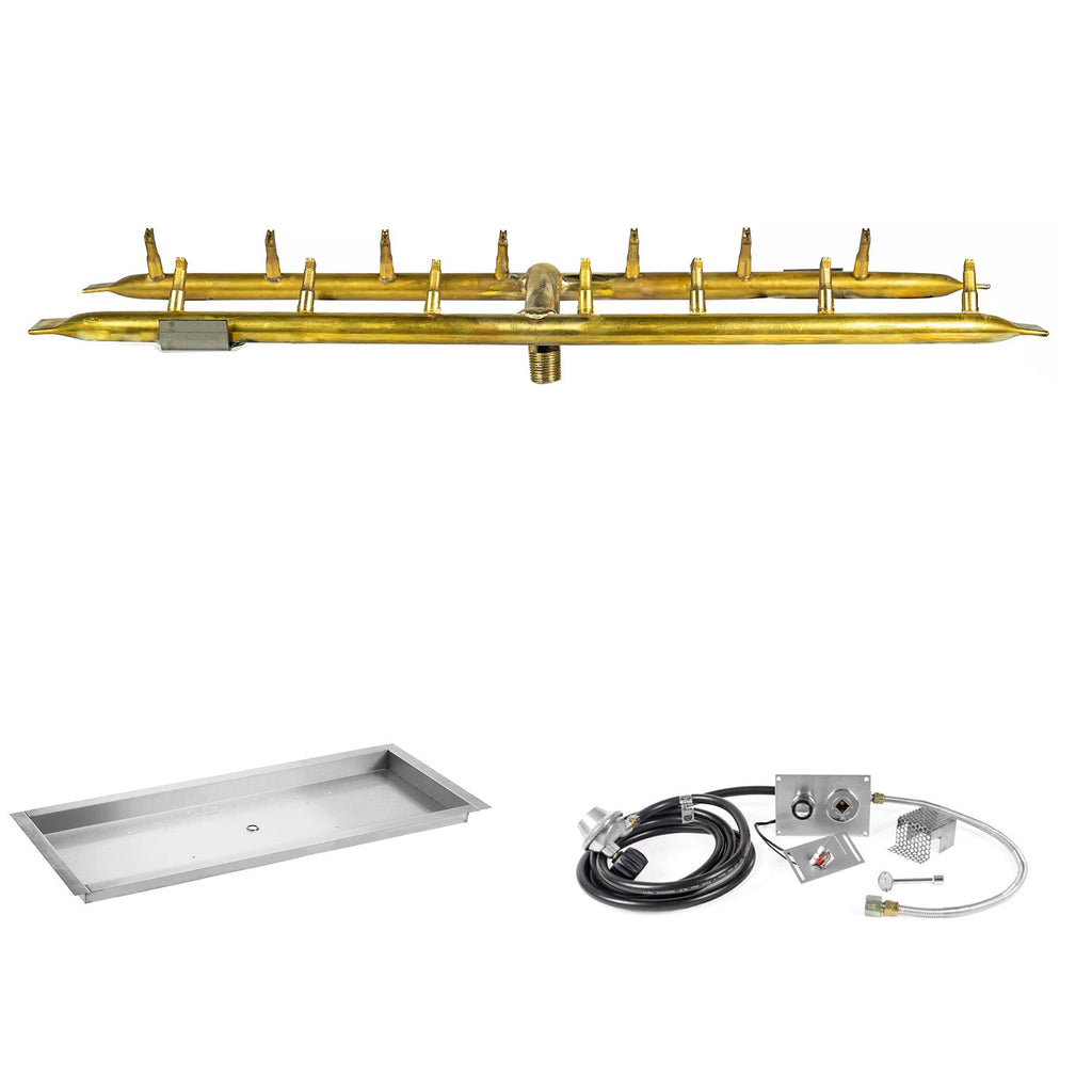 The Outdoor Plus Brass Linear H-Style Bullet Spark Ignition Gas Fire Pit Burner Kit