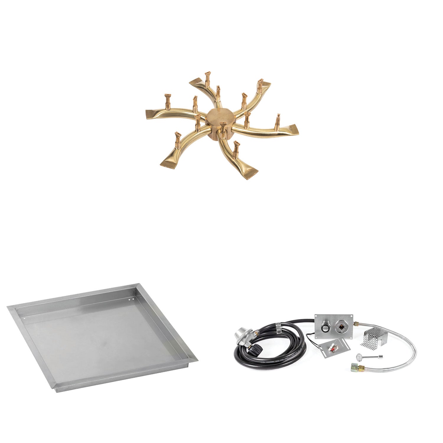 The Outdoor Plus Brass Bullet Spark Ignition Gas Fire Pit Burner Kit