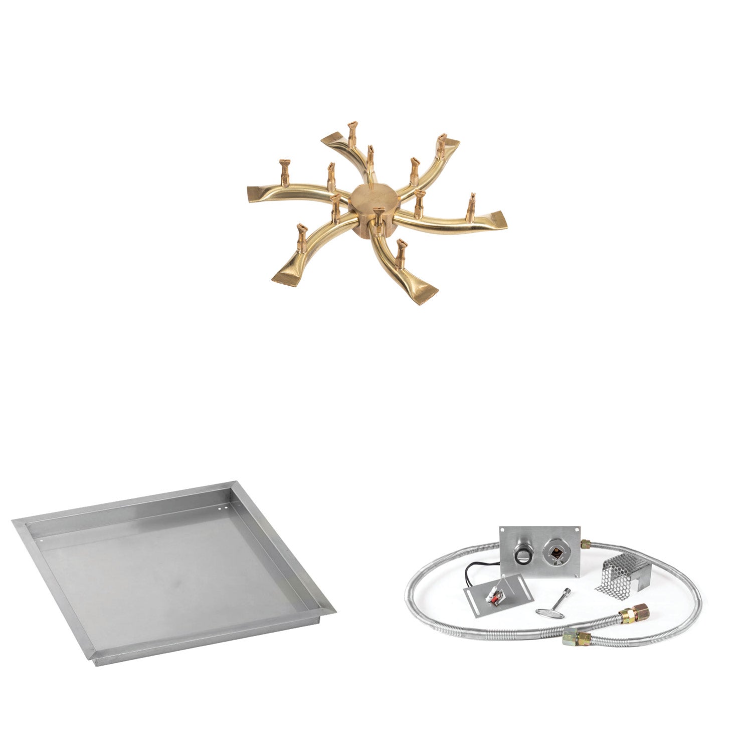 The Outdoor Plus Brass Bullet Spark Ignition Gas Fire Pit Burner Kit