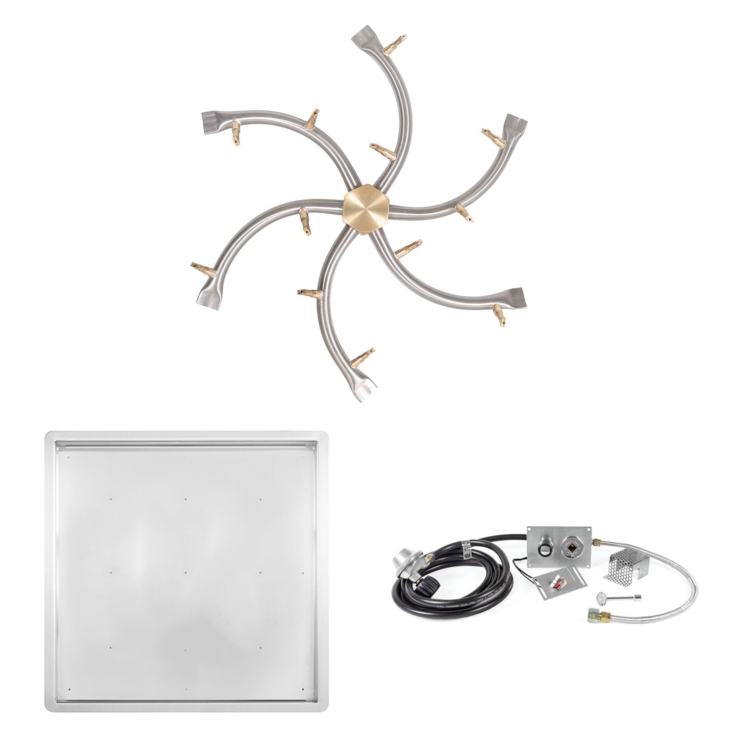 The Outdoor Plus Stainless Steel Bullet Spark Ignition Gas Fire Pit Burner Kit
