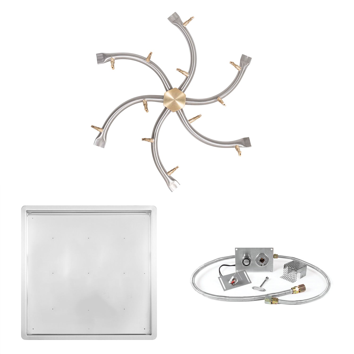 The Outdoor Plus Stainless Steel Bullet Spark Ignition Gas Fire Pit Burner Kit